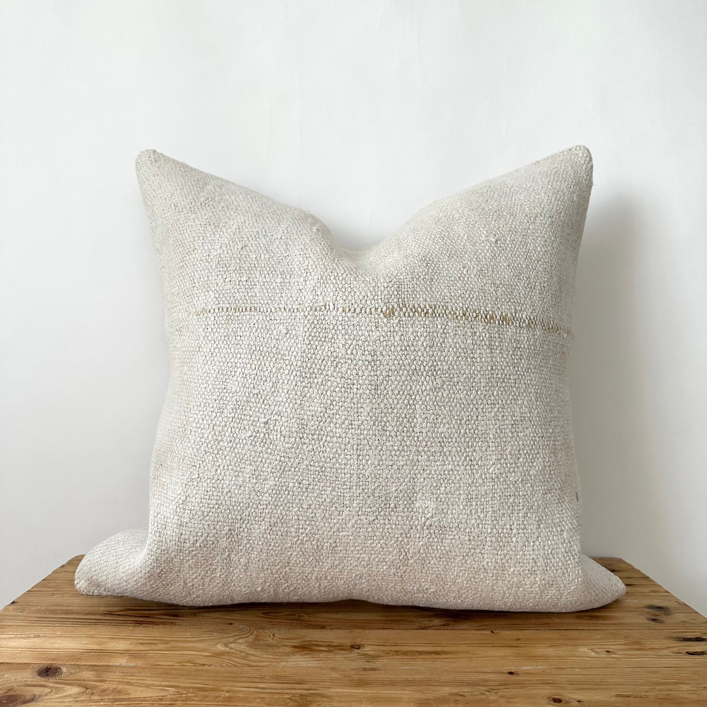 Thess - White Hemp Pillow Cover