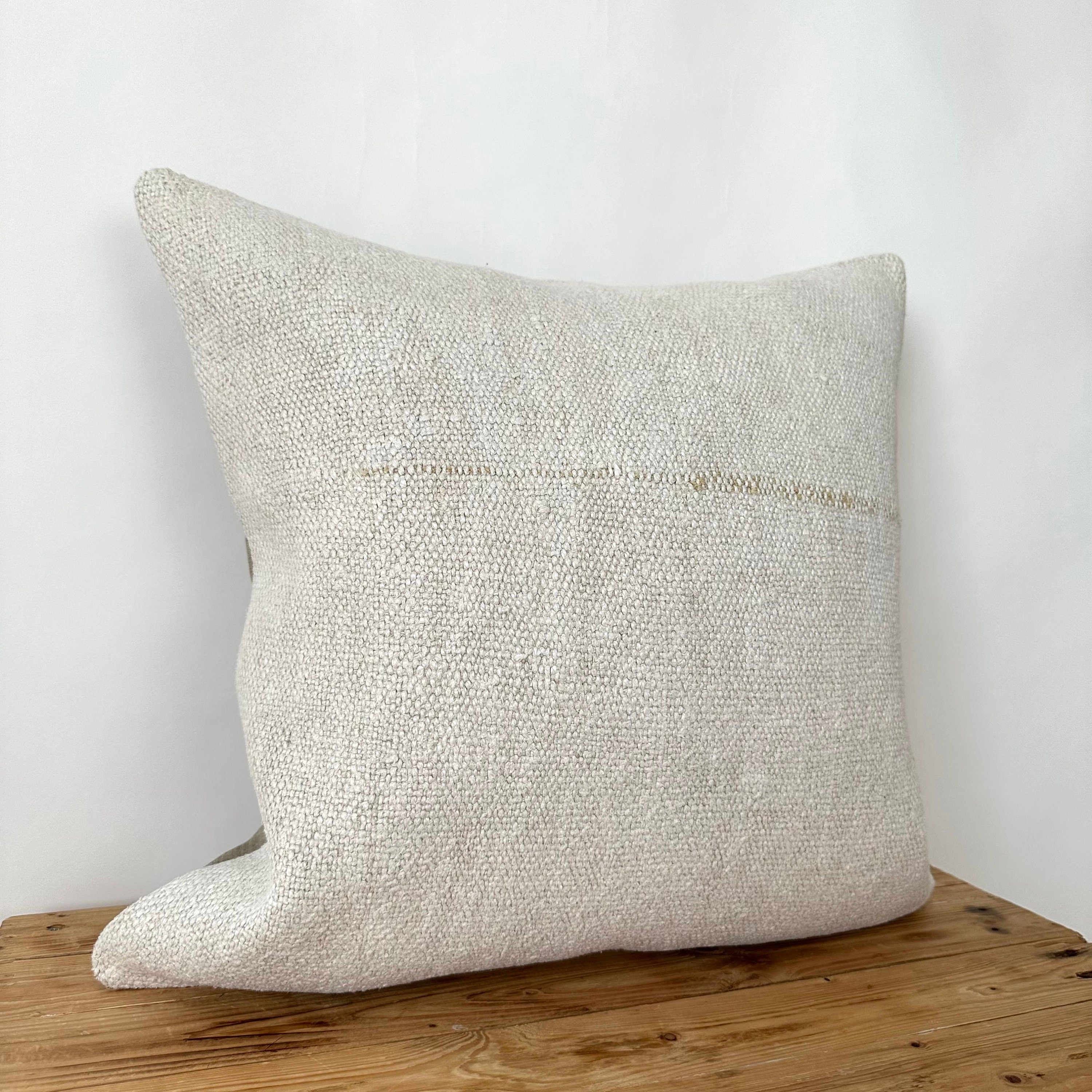 Thess - White Hemp Pillow Cover