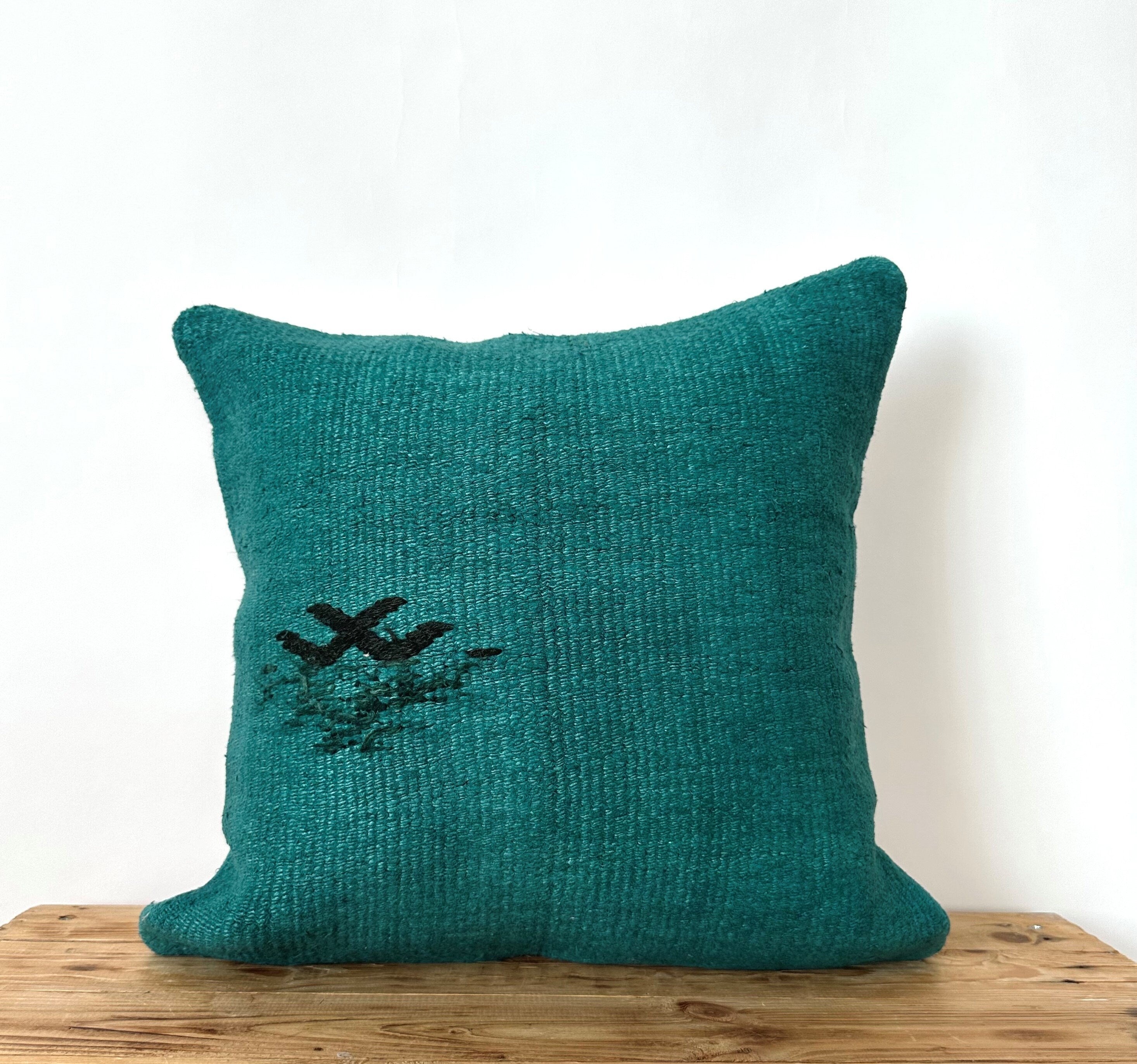 Candela - Turquoise Hemp Pillow Cover