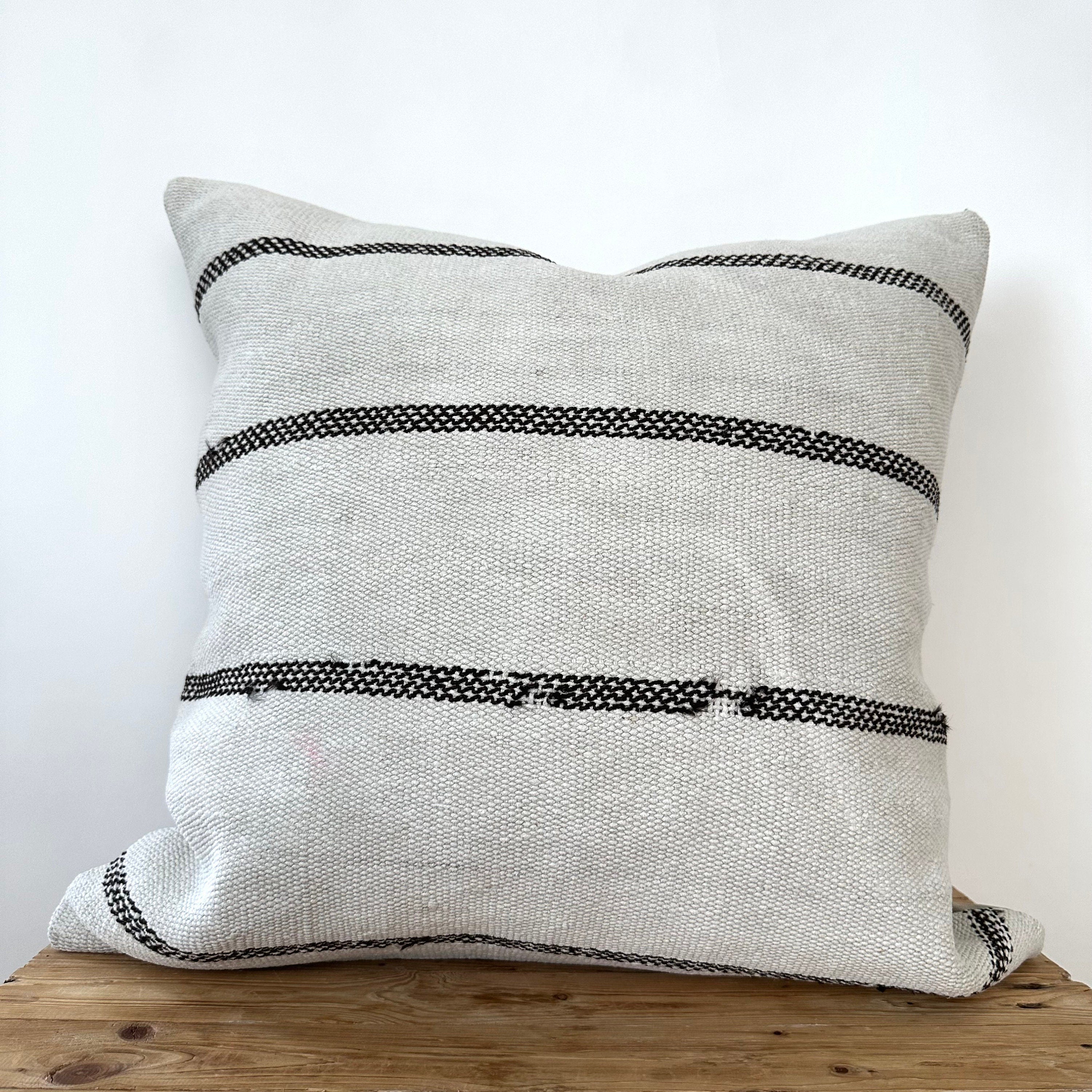 Theonie - White Hemp Pillow Cover