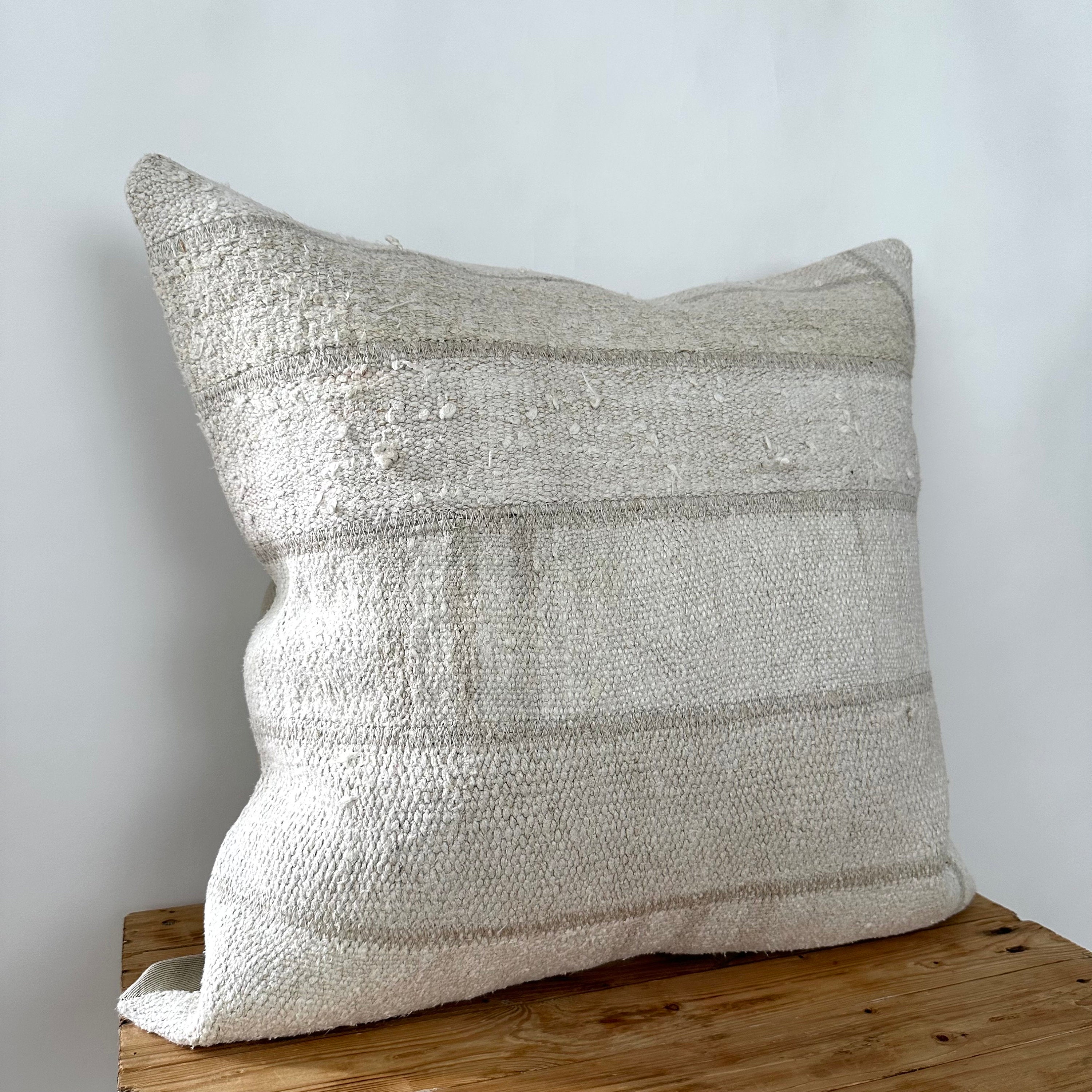 Terza - White Hemp Pillow Cover