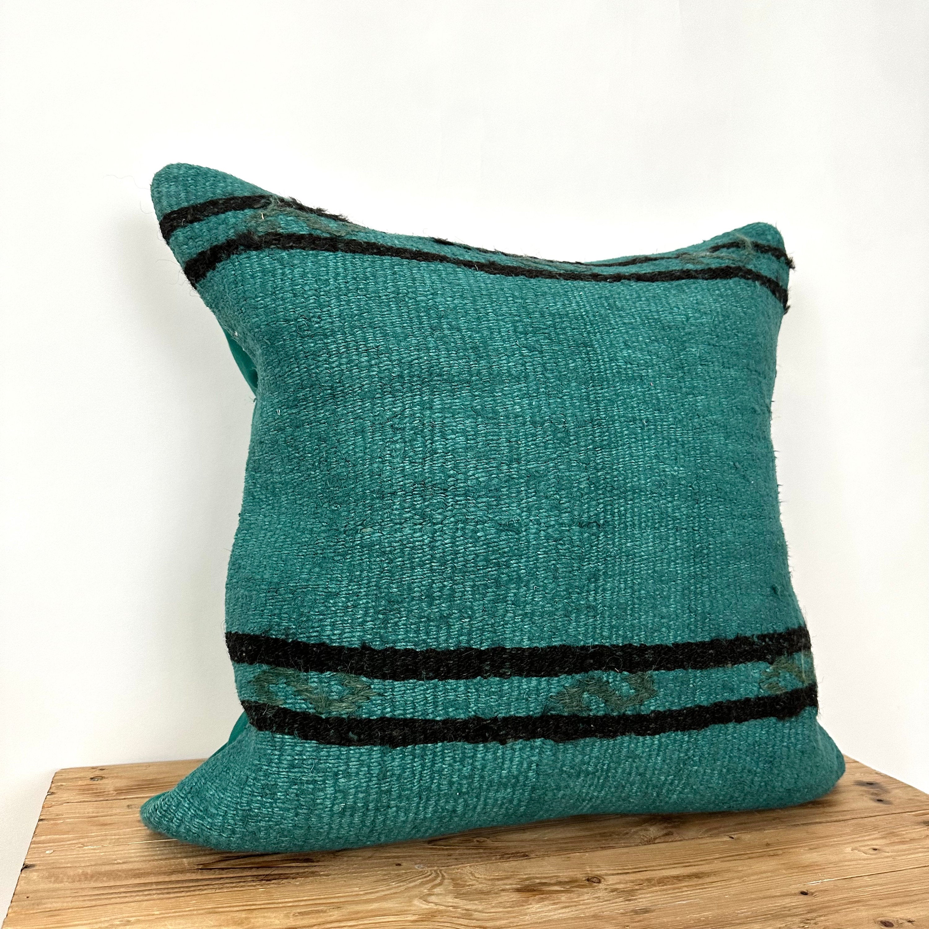 Celinea - Turquoise Hemp Pillow Cover