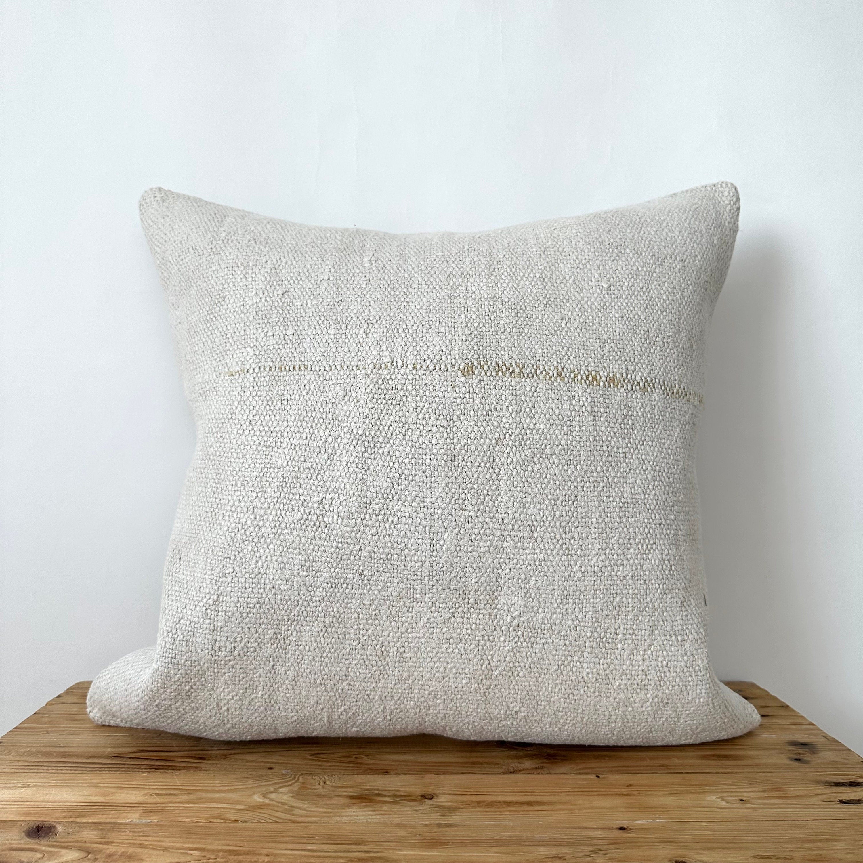 Thess - White Hemp Pillow Cover