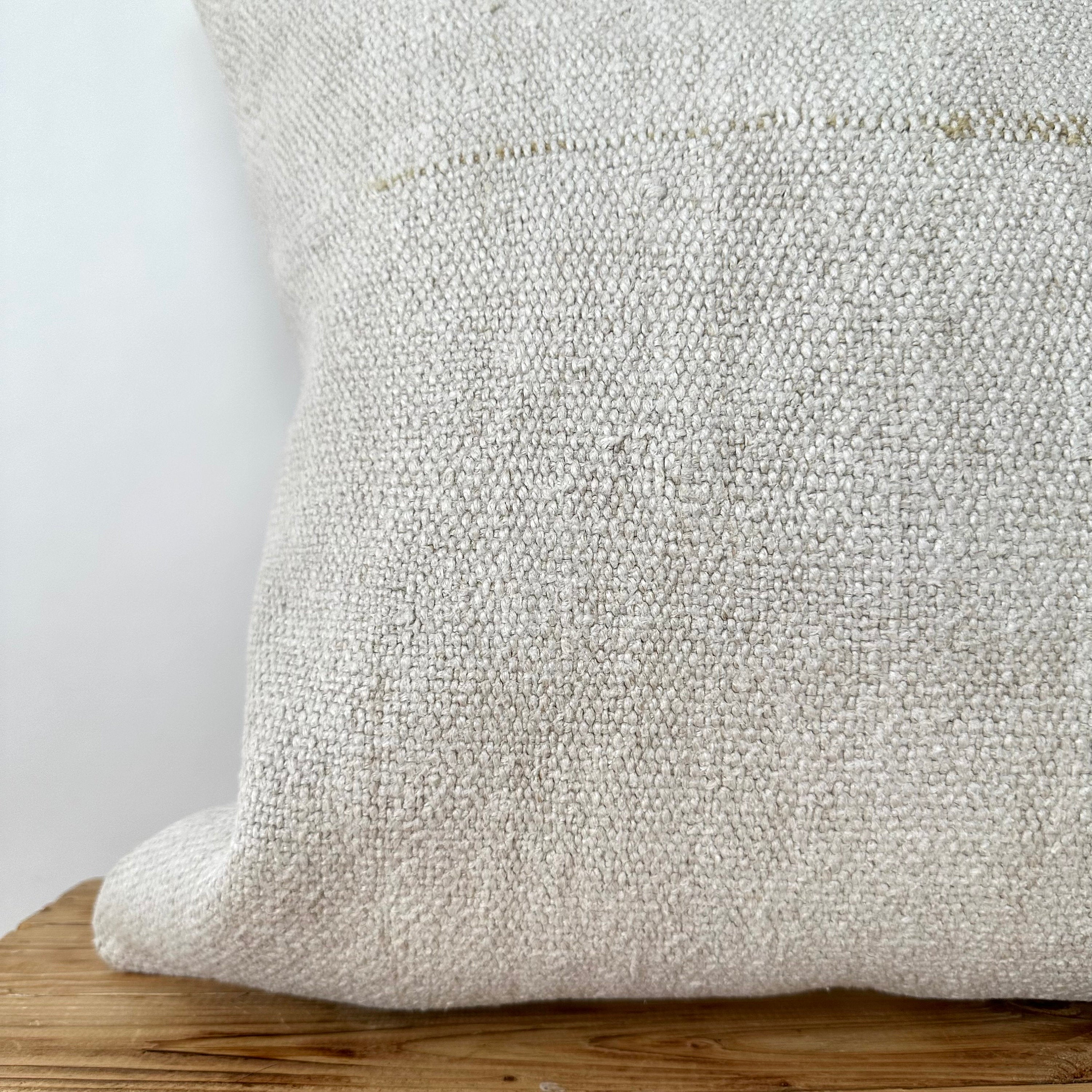 Thess - White Hemp Pillow Cover