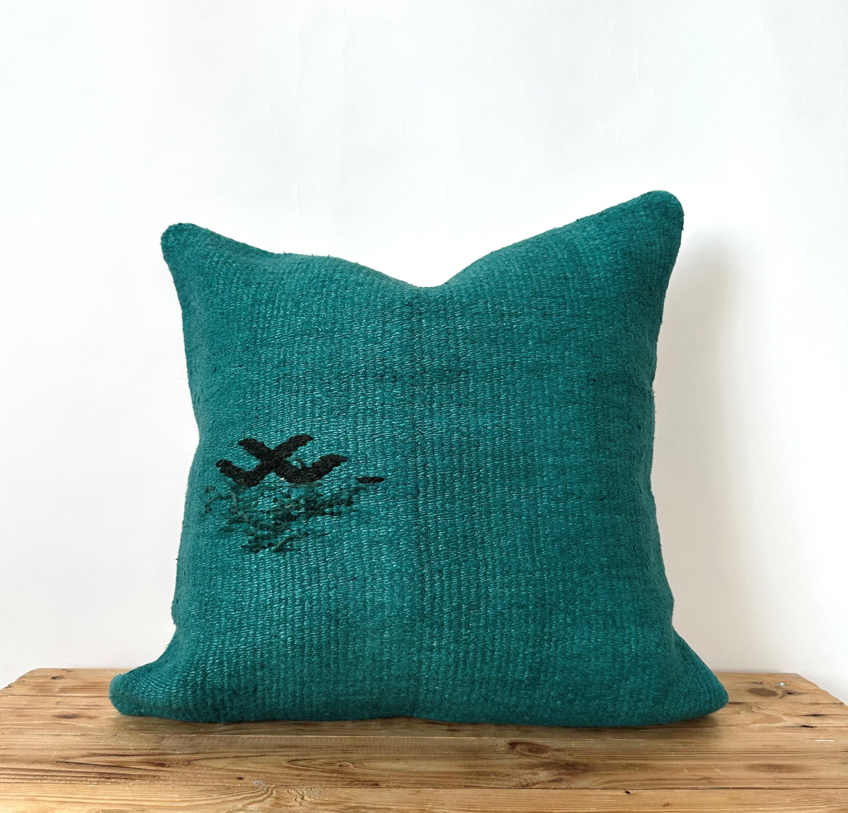 Candela - Turquoise Hemp Pillow Cover