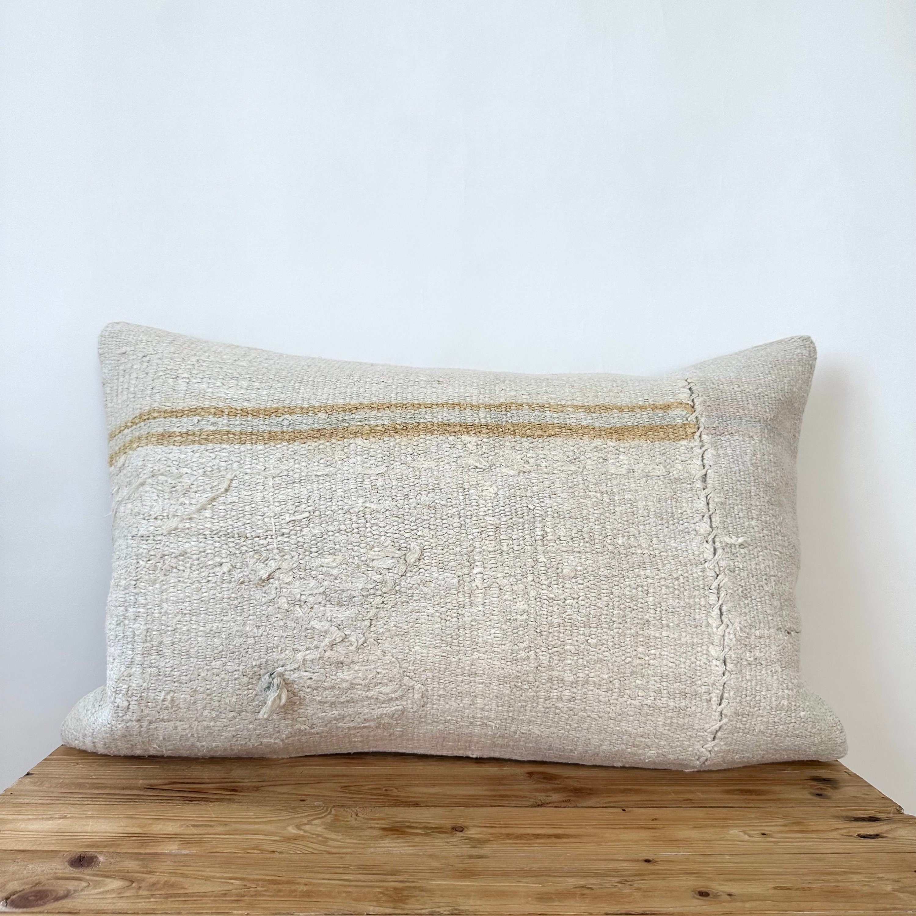 Theresa - White Hemp Pillow Cover