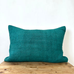 Chrysanthe - Turquoise Hemp Pillow Cover