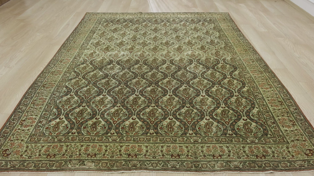 Sophisticated Antique Look Carpet with Elegant Patterns - Kuden Rugs