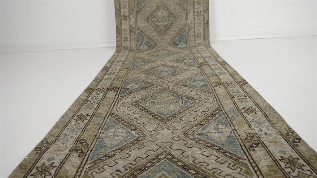 Artisan runner rug from persian, sized 3x13 for the perfect entryway, hallway, bedroom, office look