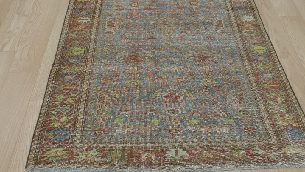 Handcrafted Vintage Rug with Elegant Borders - Kuden Rugs