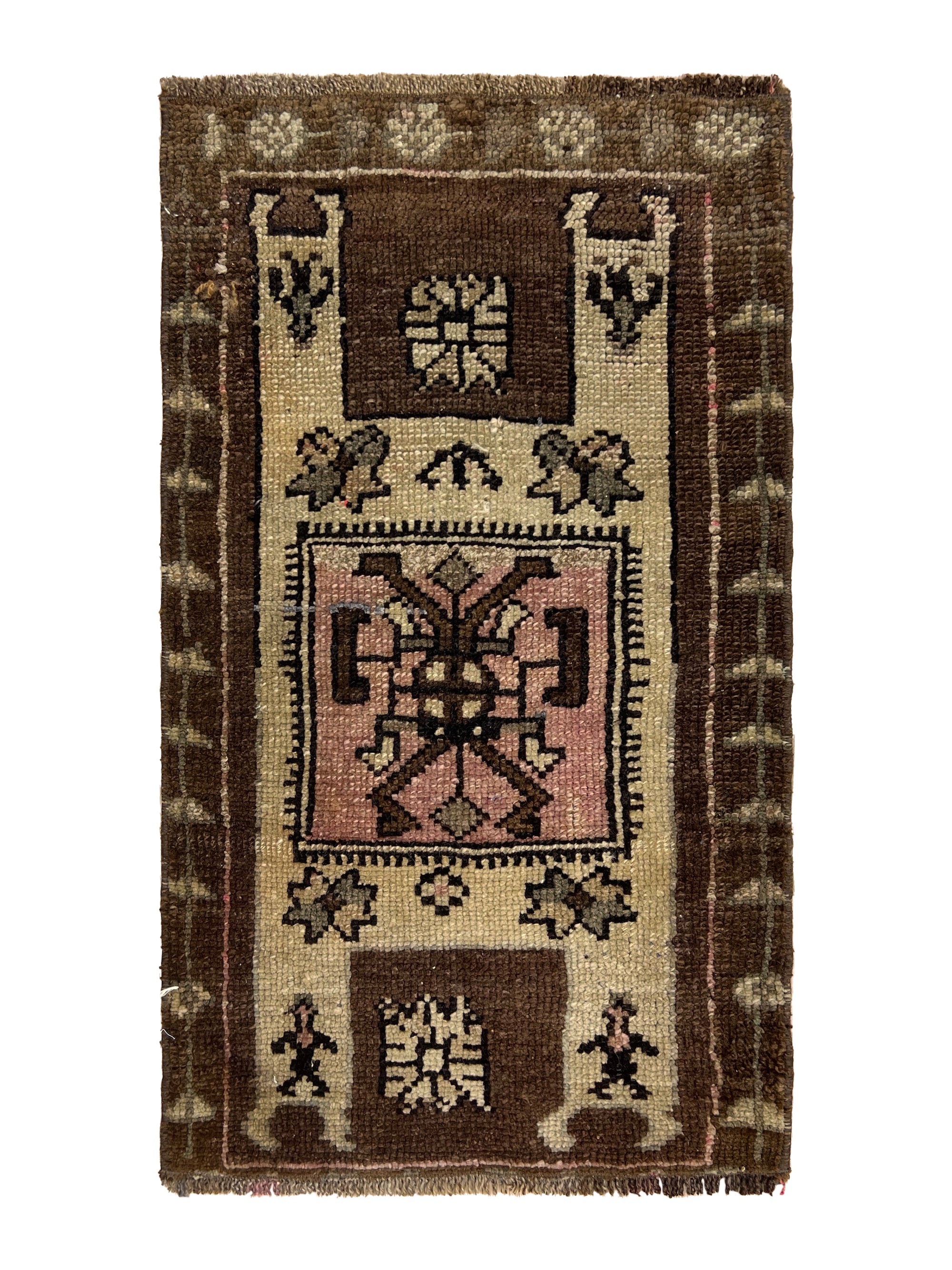 Haduraq - Vintage Mini Brown Area Rug - kudenrugs