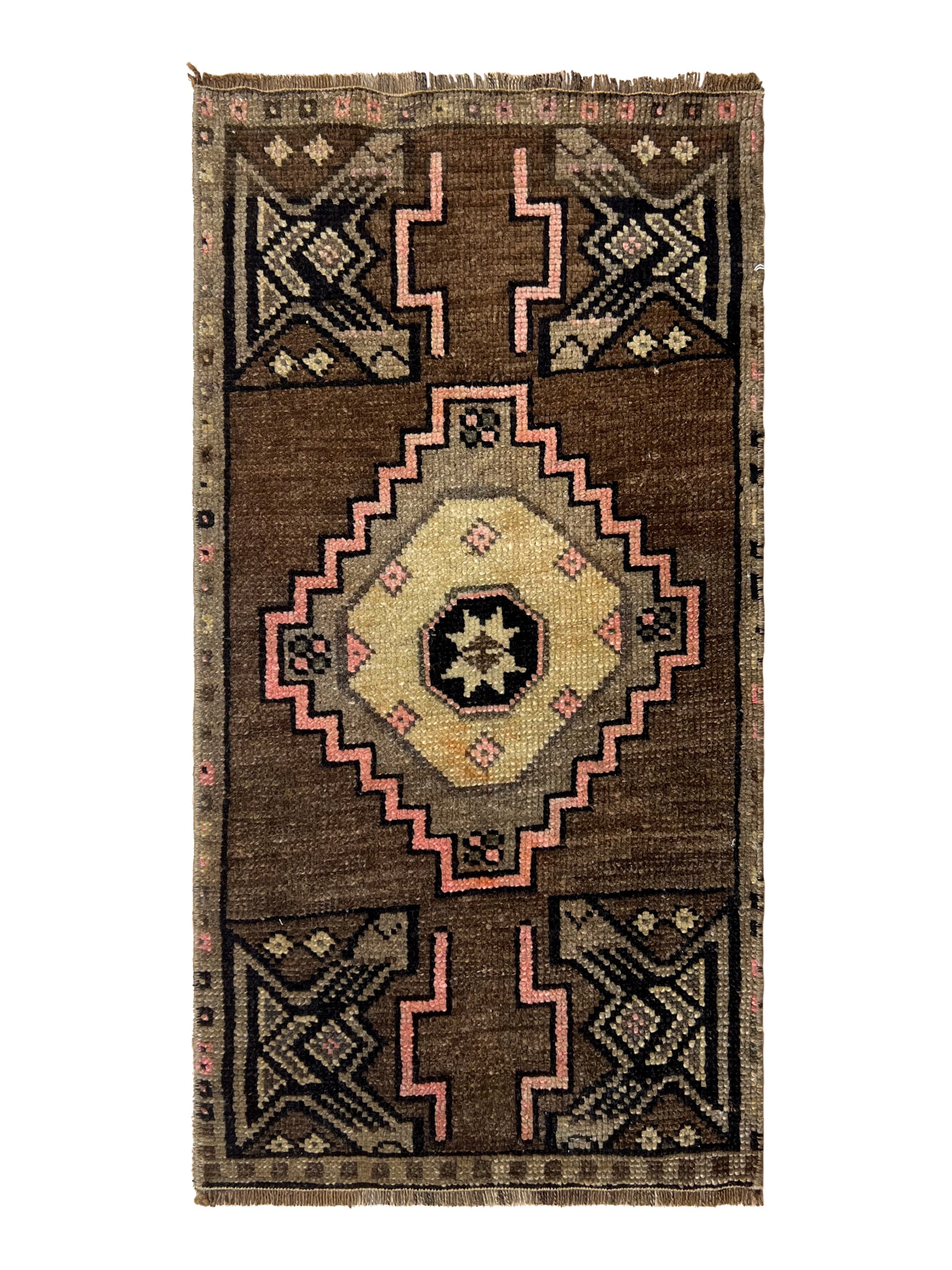 Patricia - Vintage Mini Brown Area Rug - kudenrugs