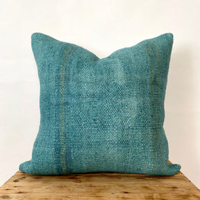 Babittah - Turquoise Hemp Pillow Cover - kudenrugs