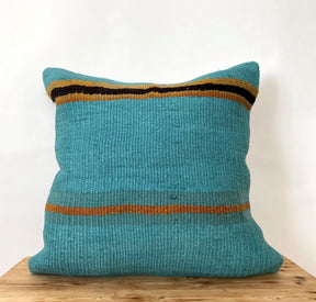 Chloris - Turquoise Hemp Pillow Cover - kudenrugs