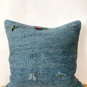 Jemmie - Blue Hemp Pillow Cover - kudenrugs