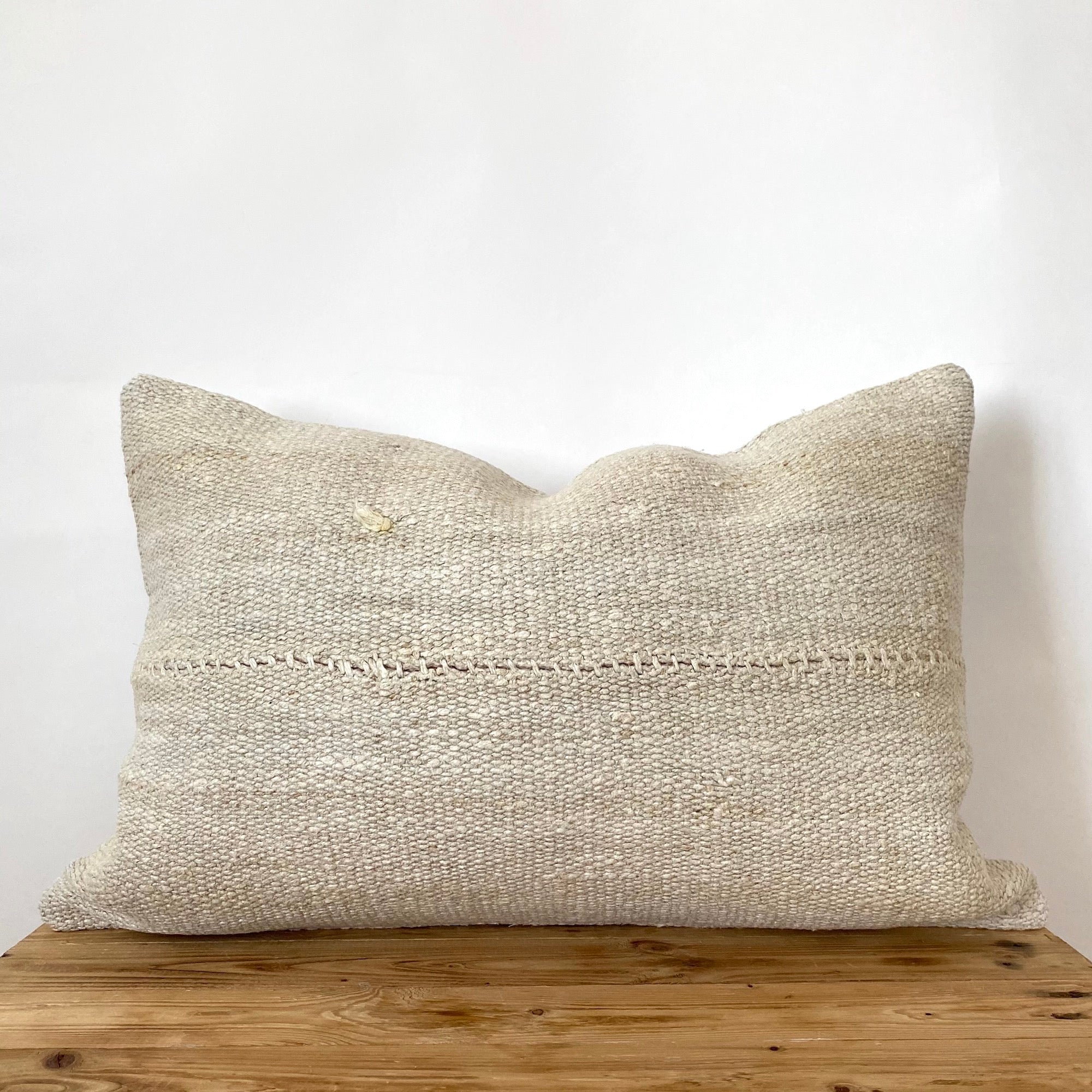 Fleurettah - Beige Hemp Pillow Cover - kudenrugs