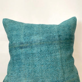 Flourette - Turquoise Hemp Pillow Cover - kudenrugs