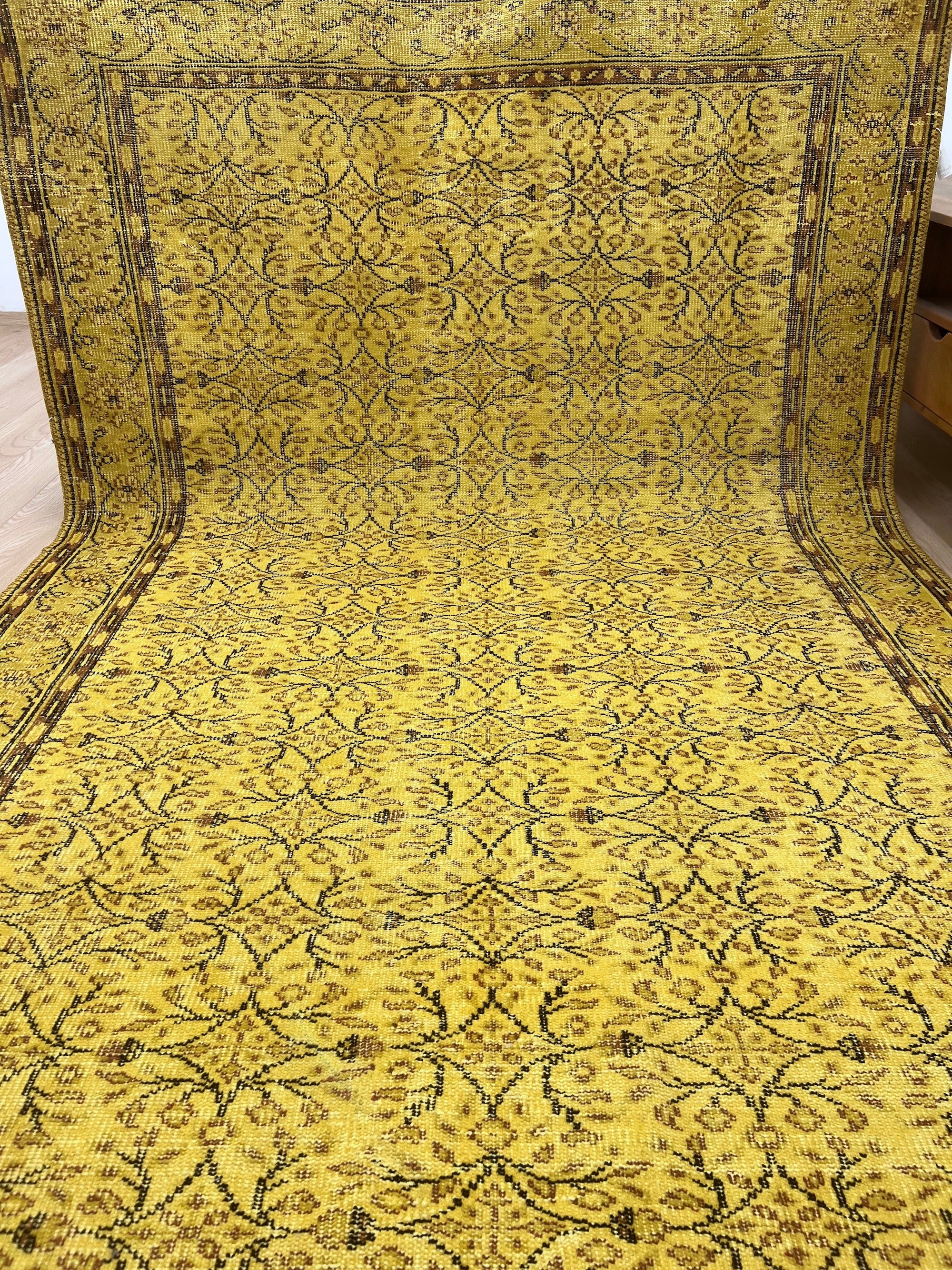 Tourmaline - Vintage Yellow Overdyed Rug - kudenrugs