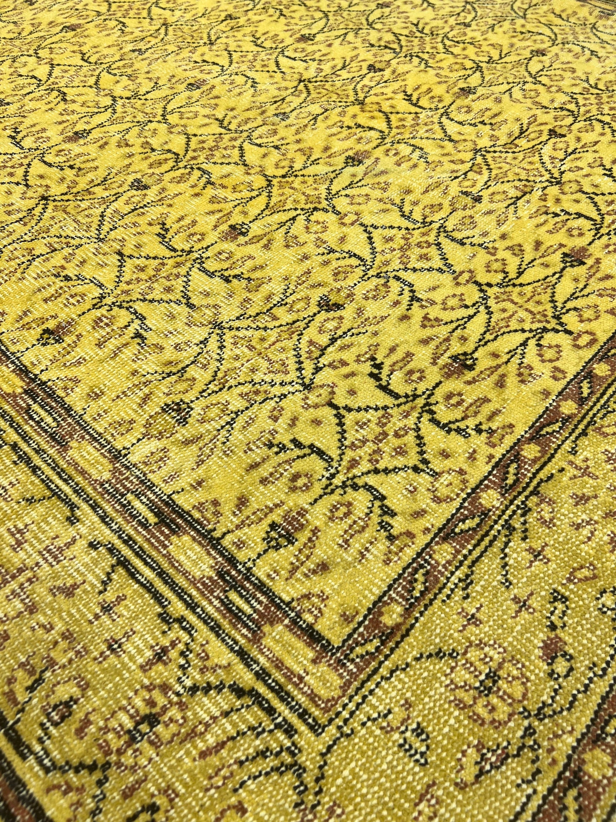 Tourmaline - Vintage Yellow Overdyed Rug - kudenrugs