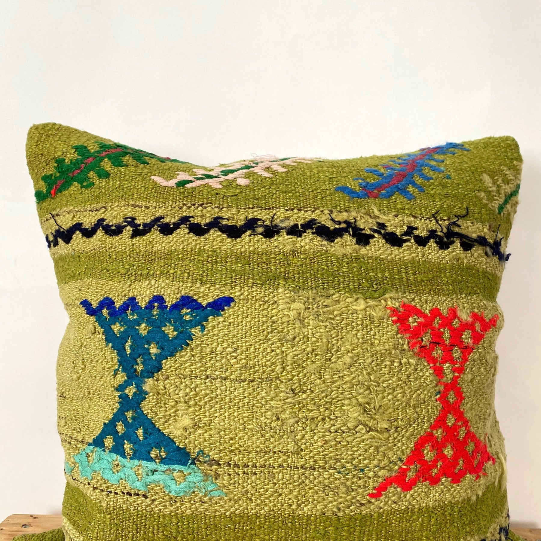 Geana - Olive Green Hemp Pillow Cover - kudenrugs