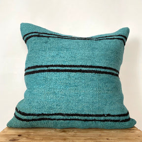 Giadana - Turquoise Hemp Pillow Cover - kudenrugs