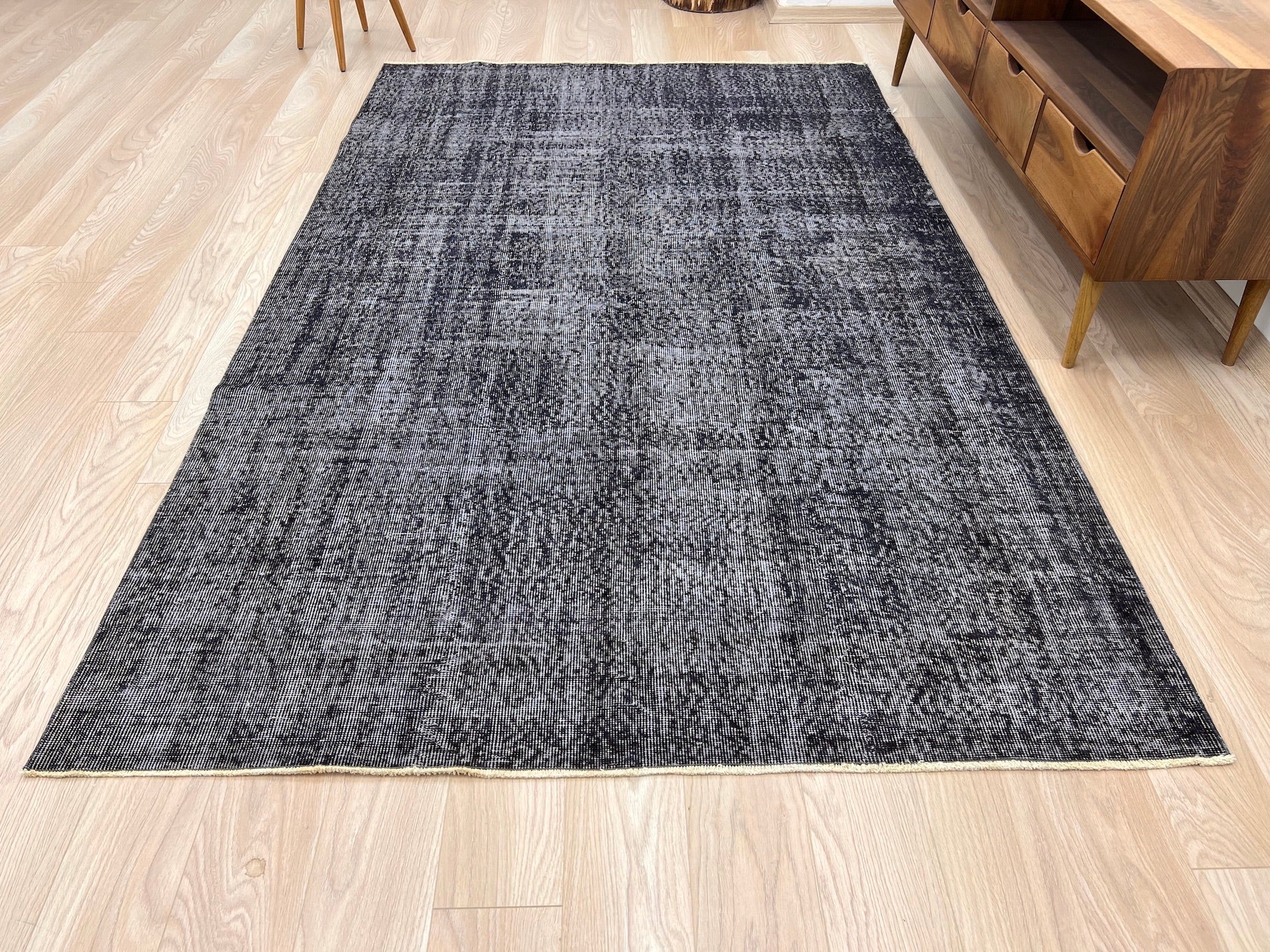 Mackenze - Vintage Black Overdyed Rug - kudenrugs