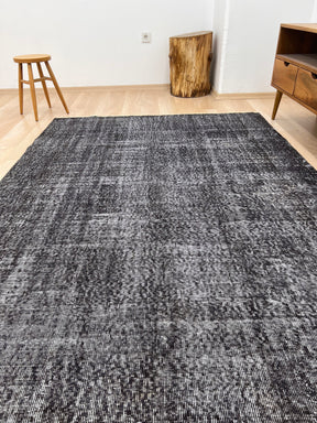 Mackenze - Vintage Black Overdyed Rug - kudenrugs