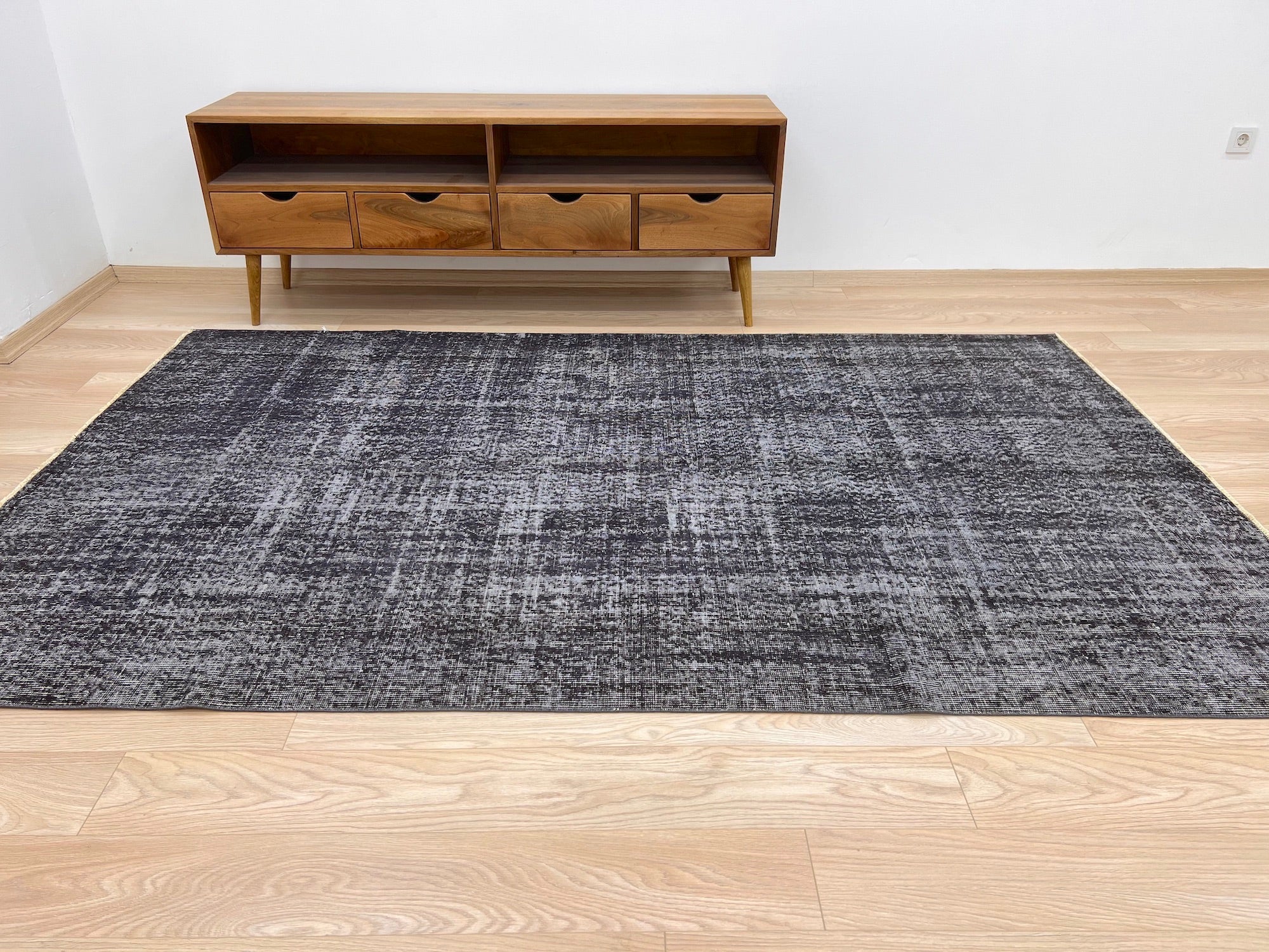 Mackenze - Vintage Black Overdyed Rug - kudenrugs