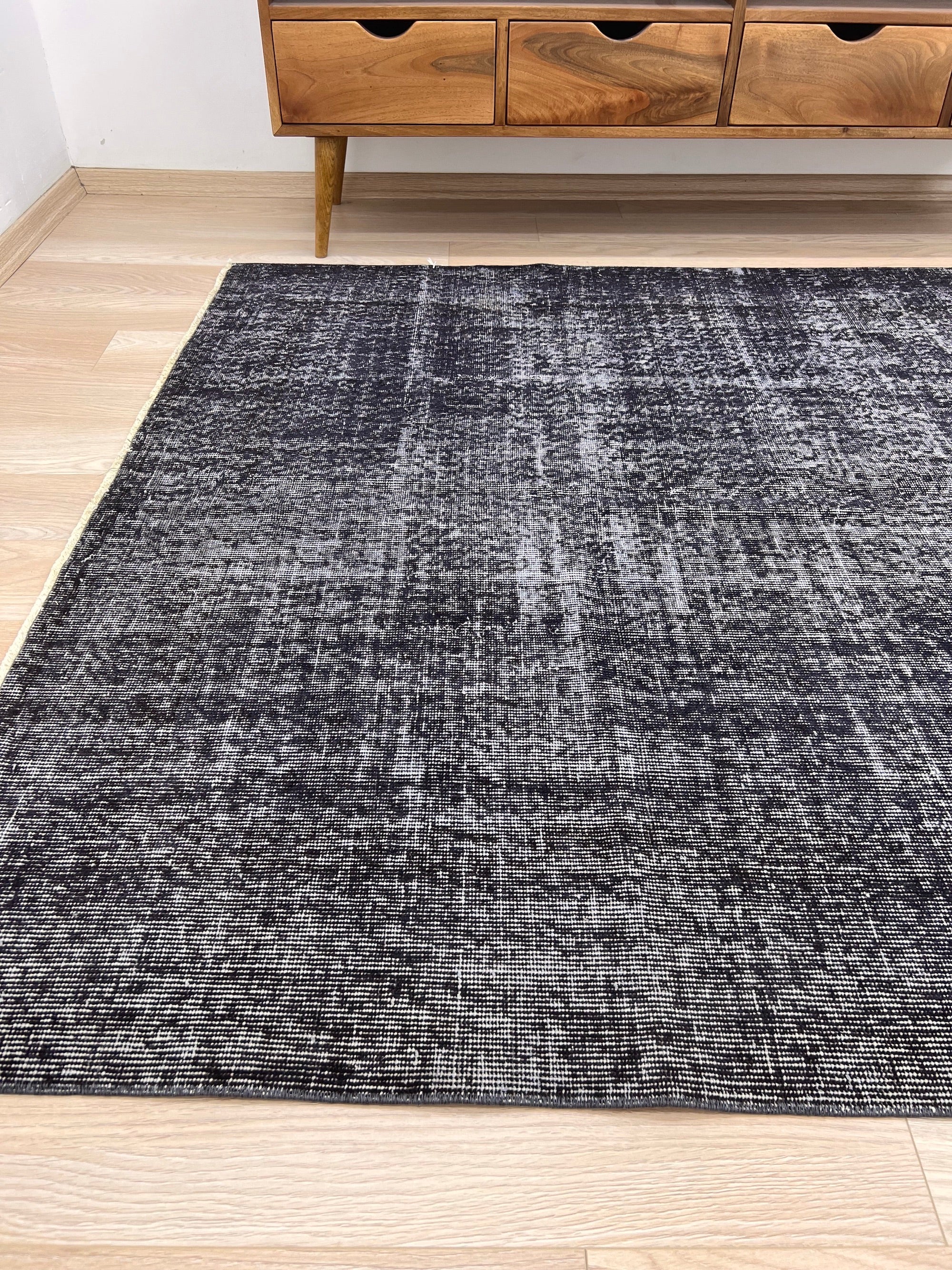 Mackenze - Vintage Black Overdyed Rug - kudenrugs