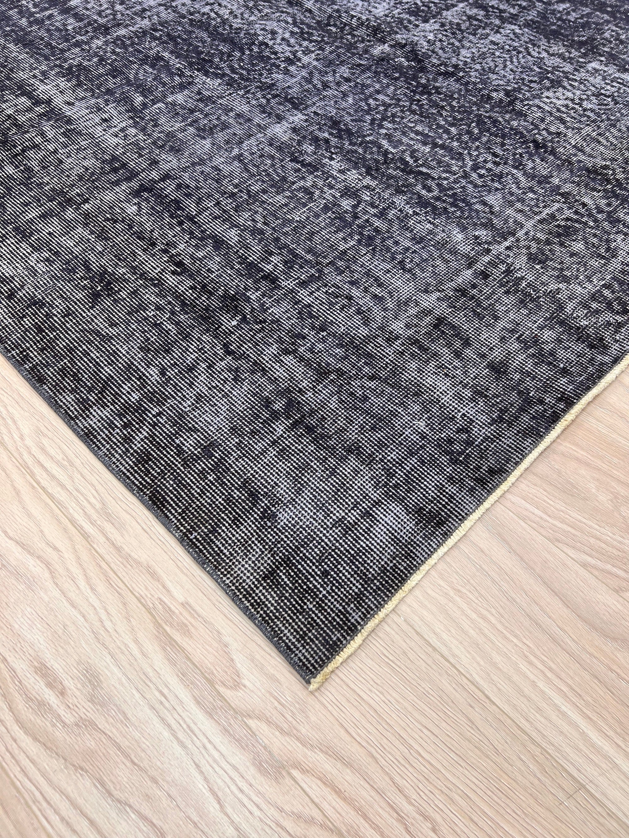 Mackenze - Vintage Black Overdyed Rug - kudenrugs