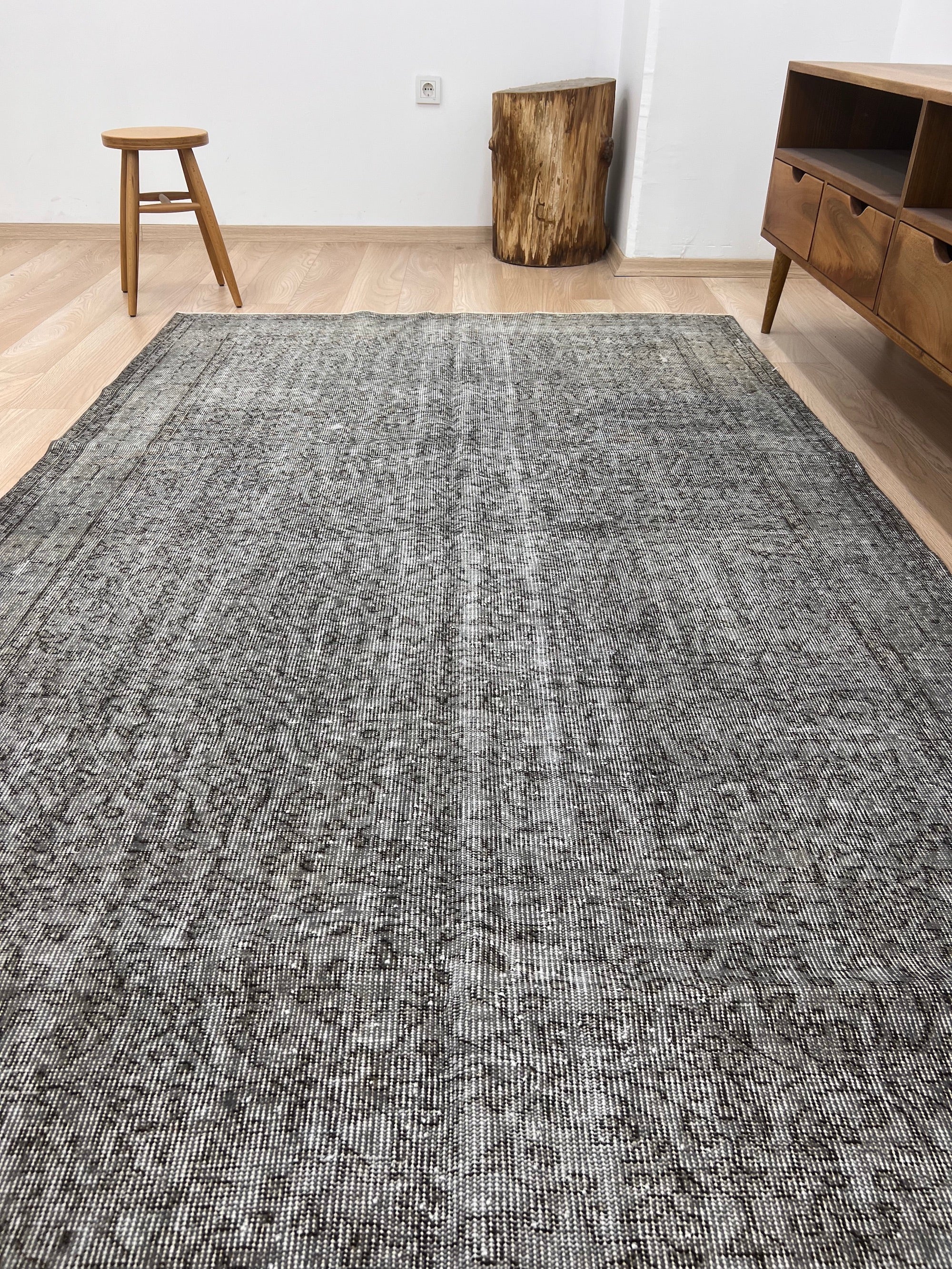 Philippine - Vintage Gray Overdyed Rug - kudenrugs