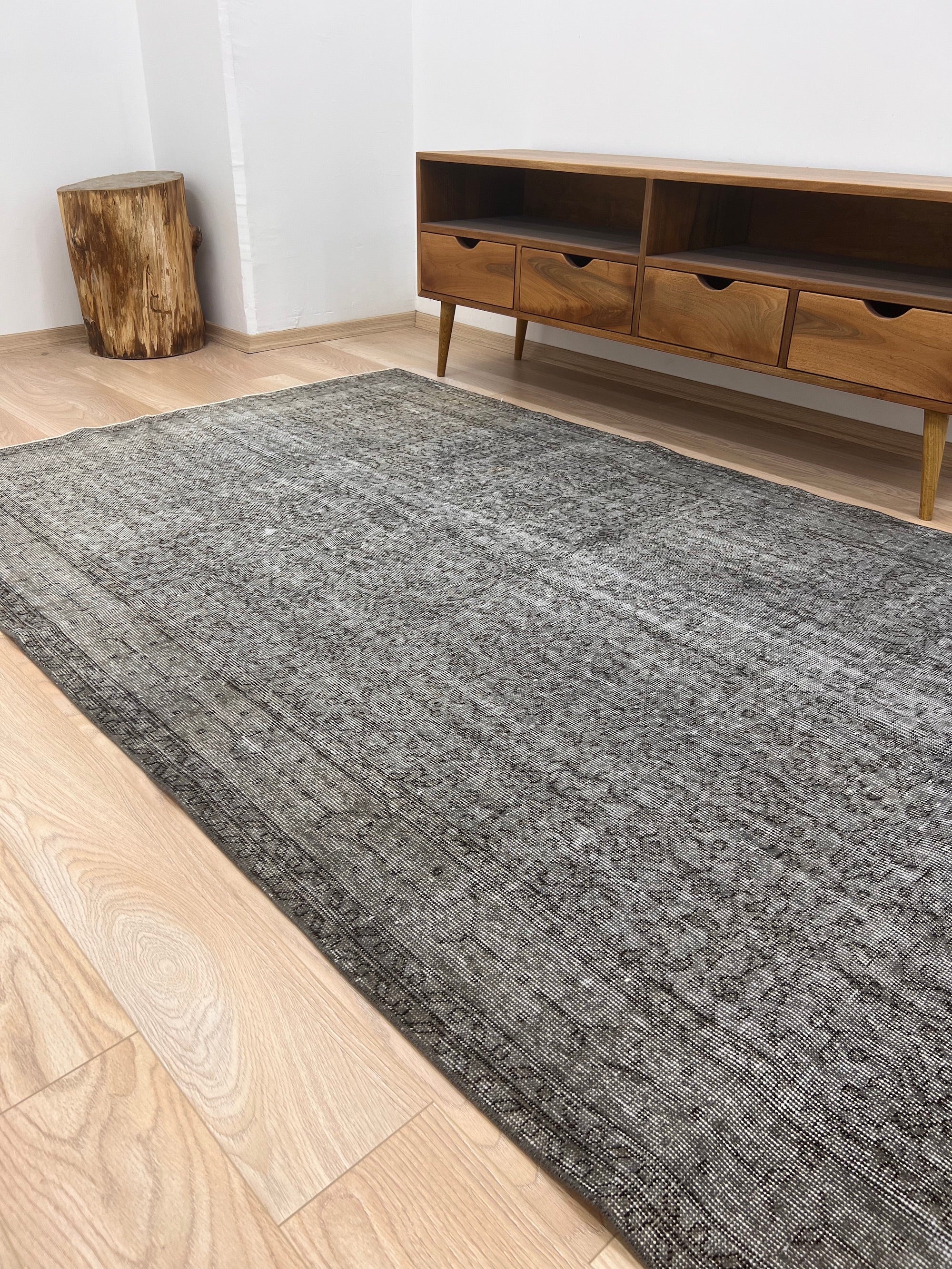 Philippine - Vintage Gray Overdyed Rug - kudenrugs