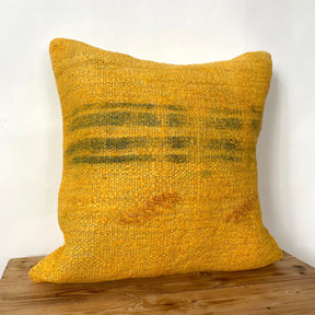 Greice - Yellow Hemp Pillow Cover - kudenrugs