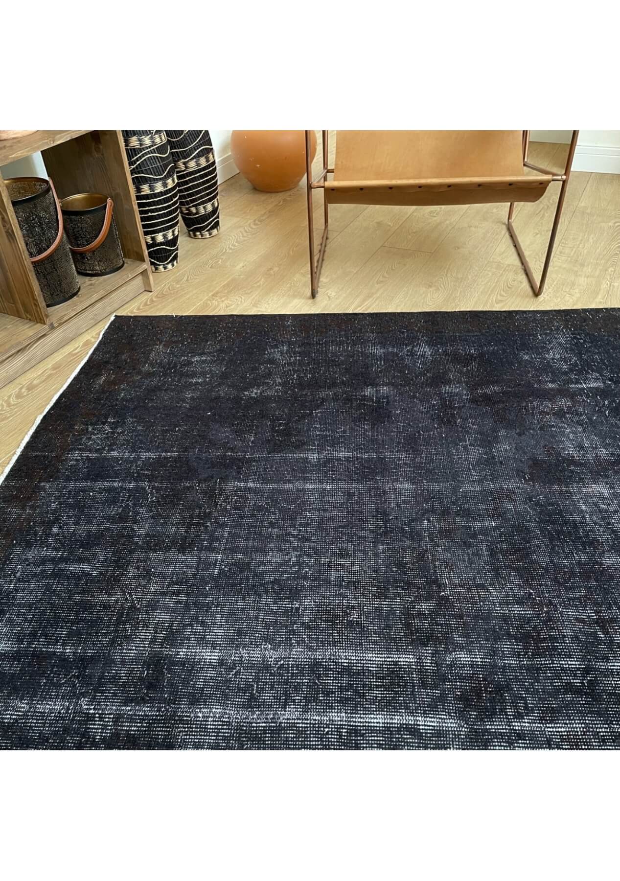 Alice - Vintage Black Overdyed Rug - kudenrugs