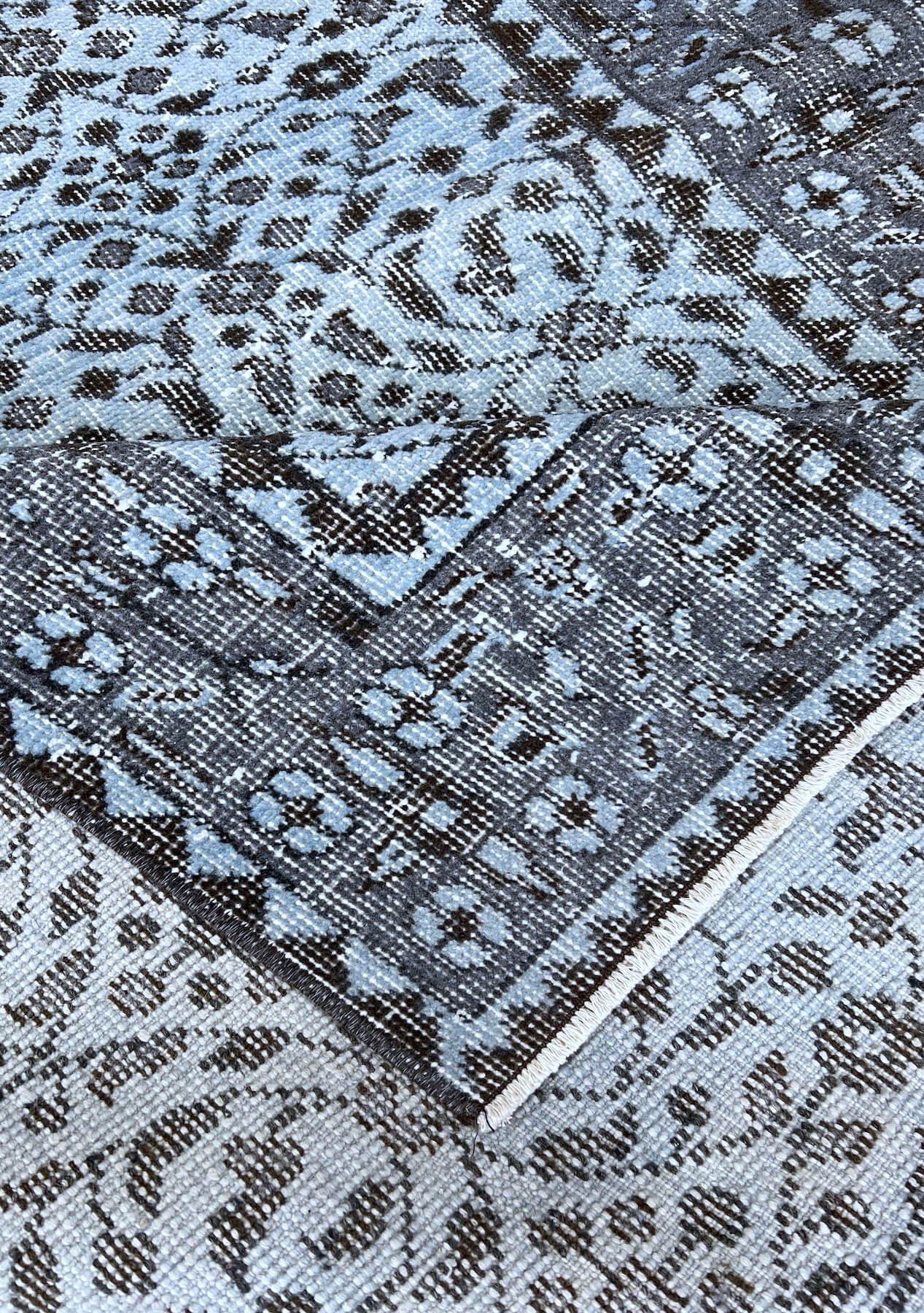Aliza - Vintage Blue Overdyed Rug - kudenrugs