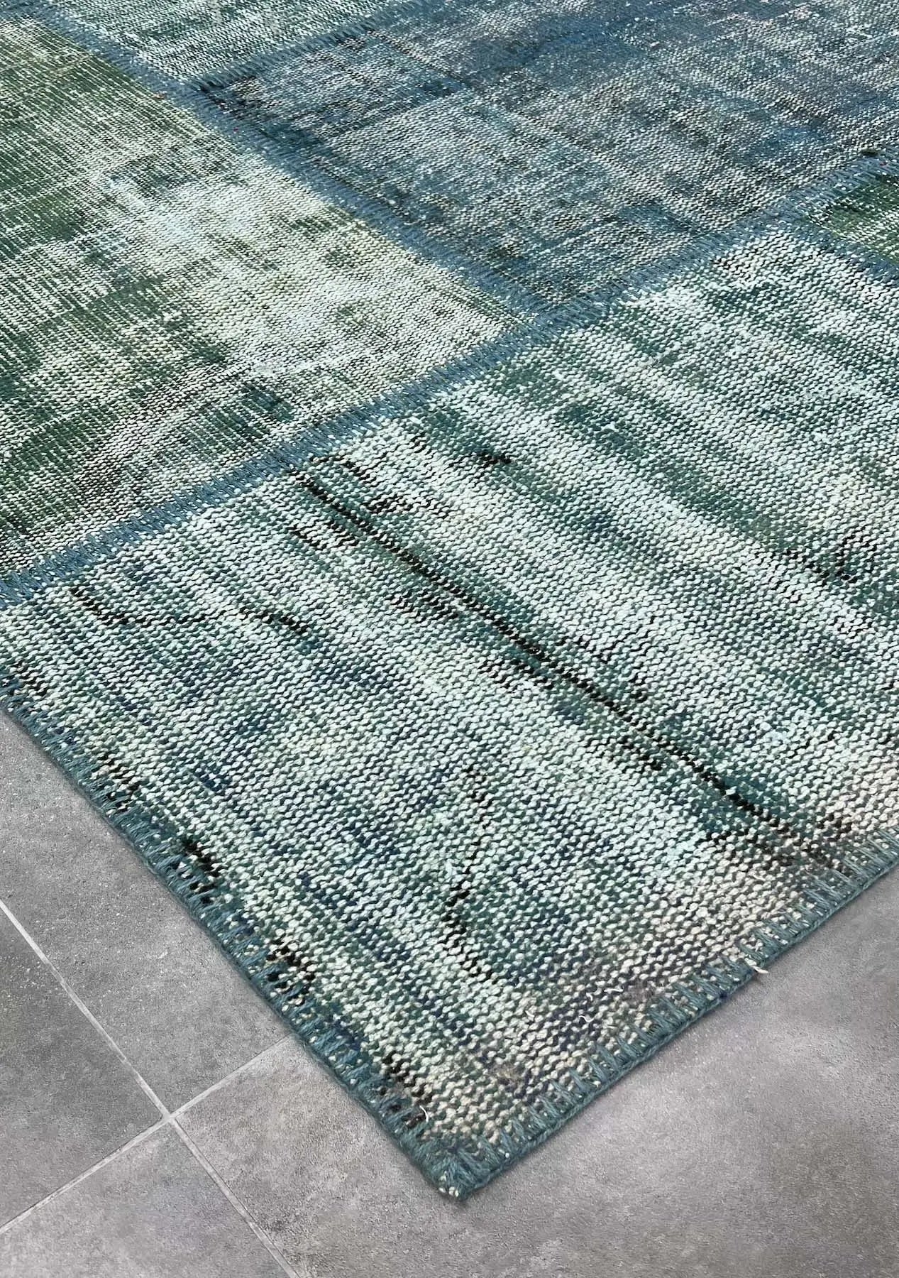 Aloani - Vintage Turquoise Patchwork Rug - kudenrugs