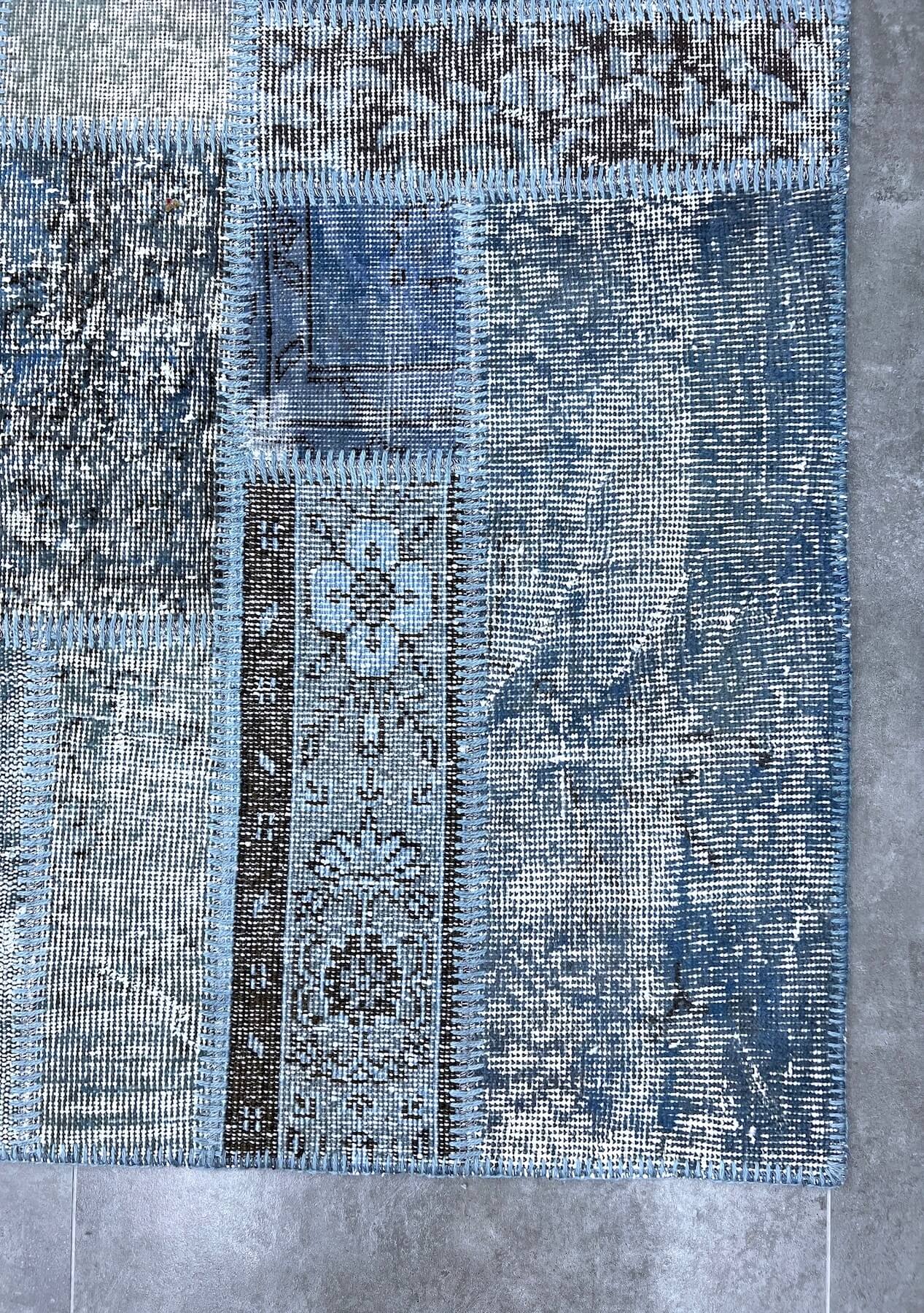 Amiyah - Vintage Blue Patchwork Rug - kudenrugs