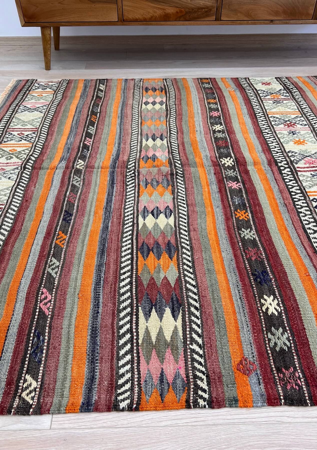 Arabella - Multi Color Turkish Kilim Rug - kudenrugs