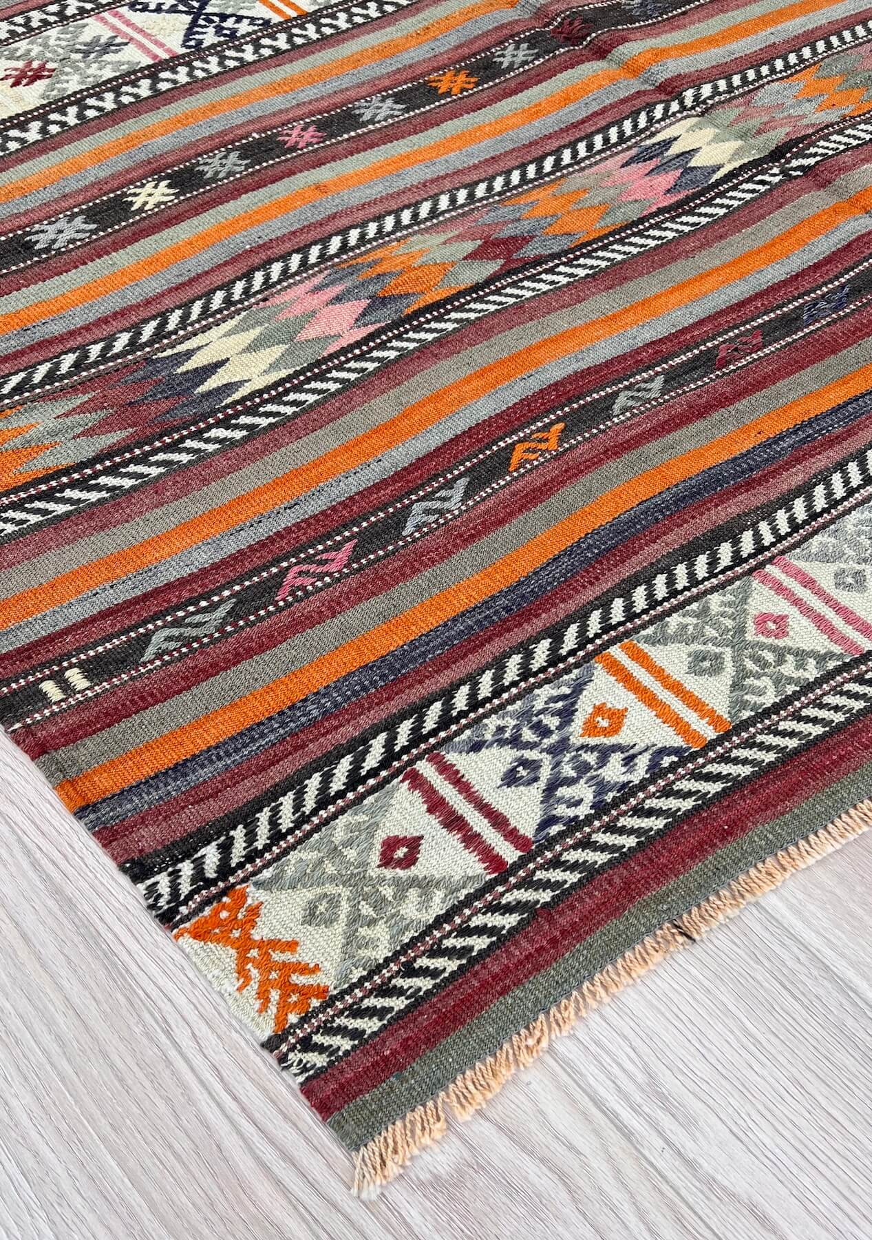 Arabella - Multi Color Turkish Kilim Rug - kudenrugs