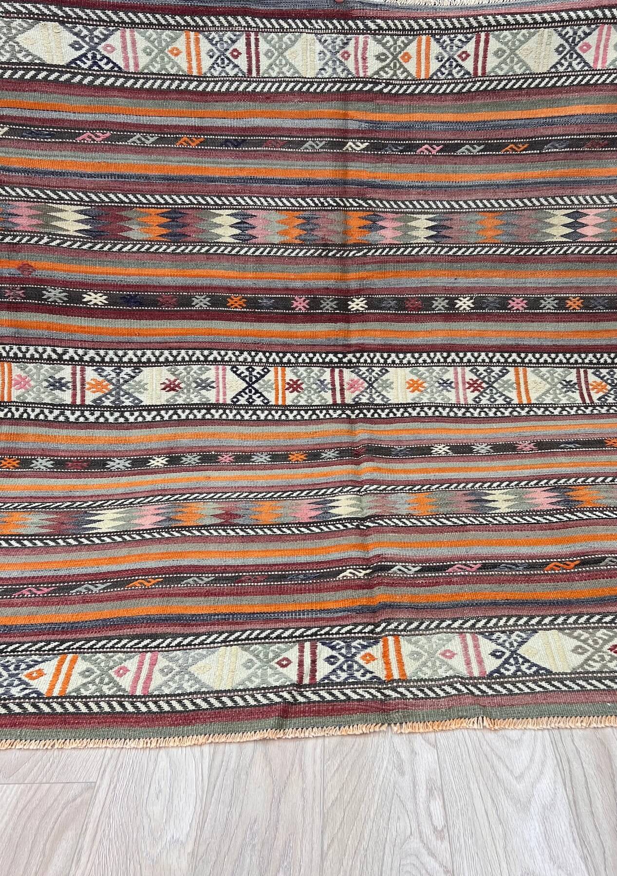 Arabella - Multi Color Turkish Kilim Rug - kudenrugs