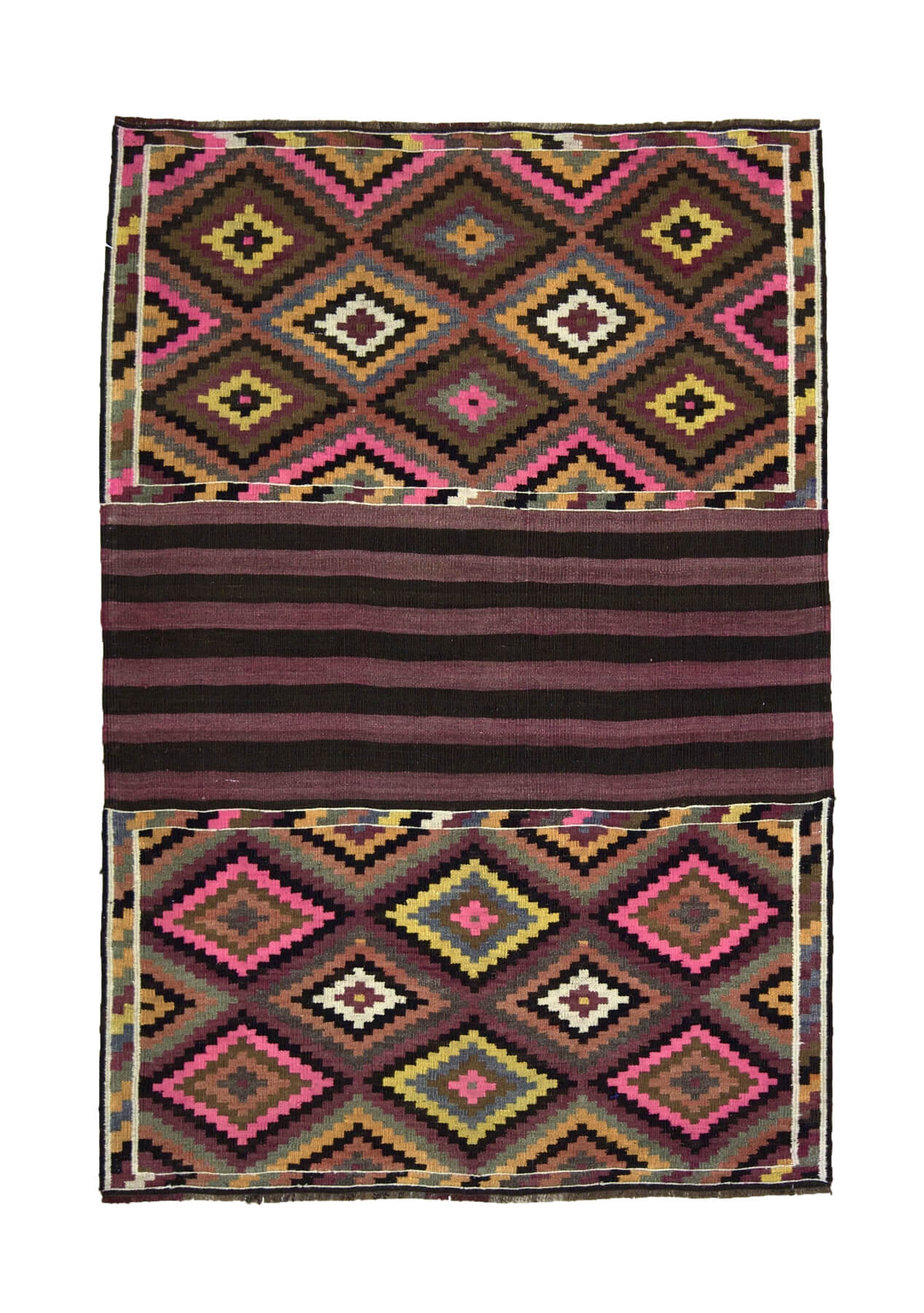 Arely - Brown Turkish Kilim Rug - kudenrugs