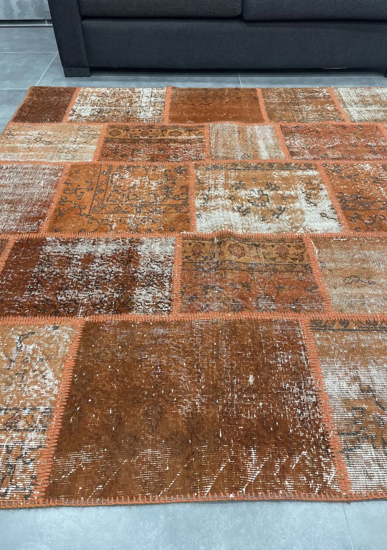 Baako - Vintage Orange Patchwork Rug - kudenrugs