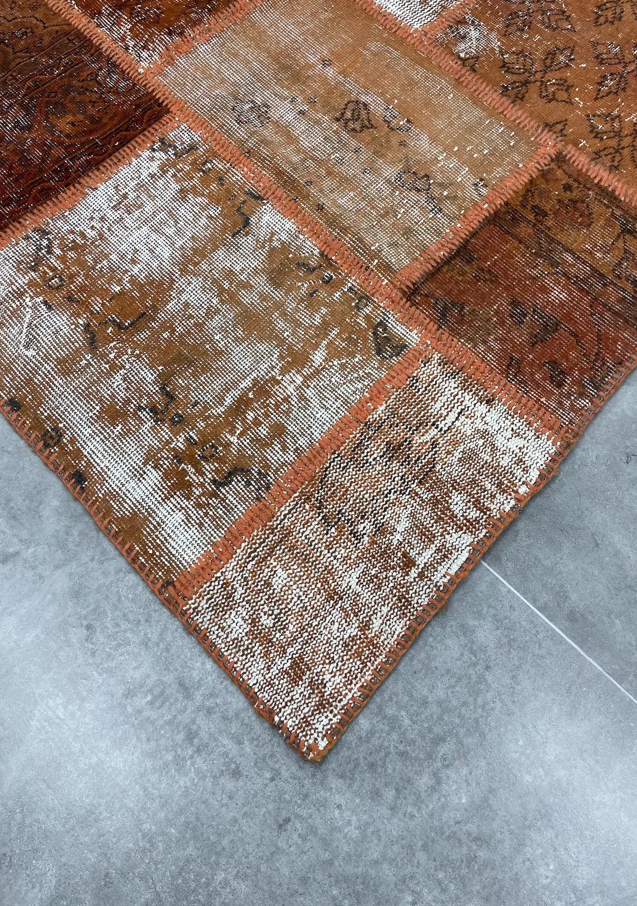 Baako - Vintage Orange Patchwork Rug - kudenrugs