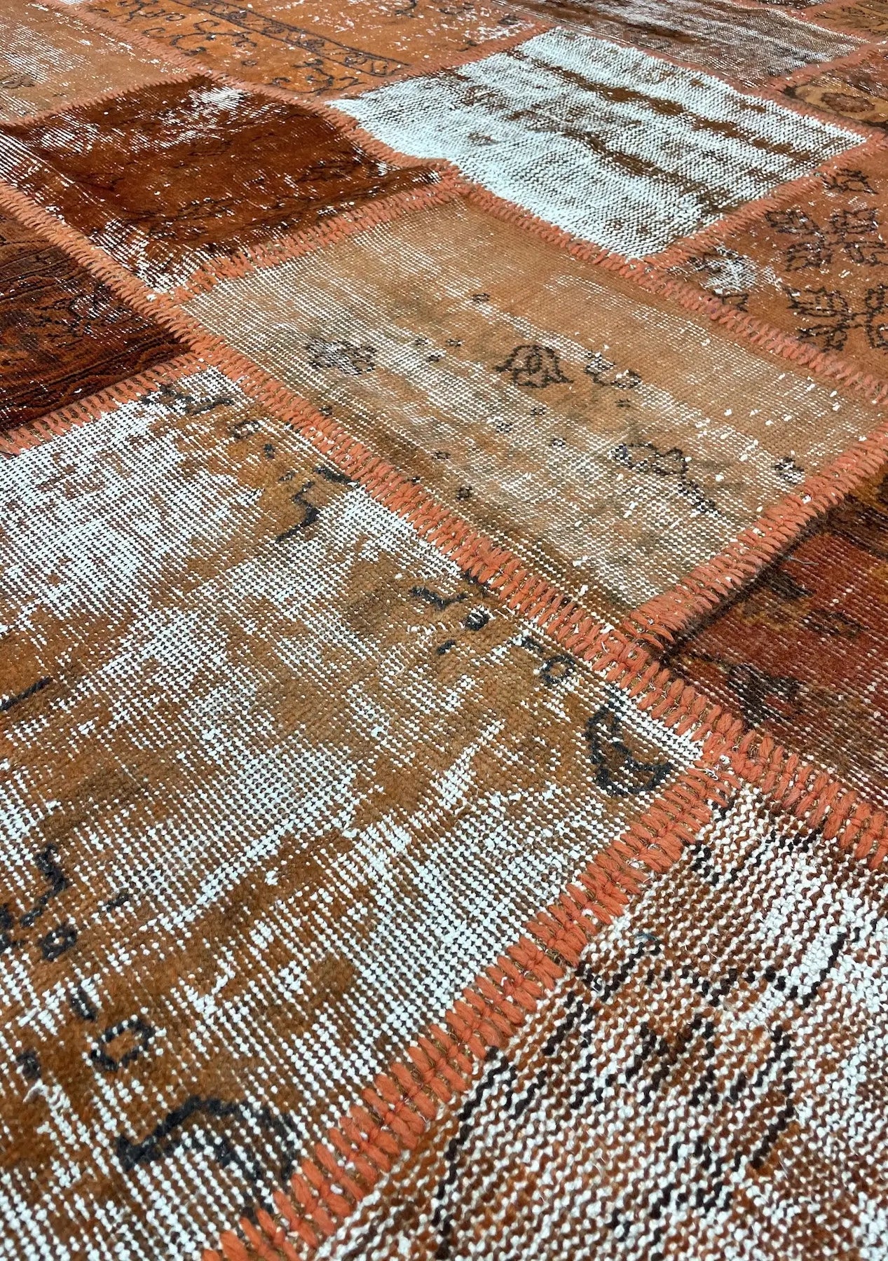 Baako - Vintage Orange Patchwork Rug - kudenrugs