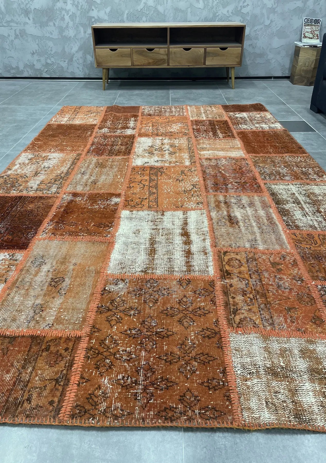 Baako - Vintage Orange Patchwork Rug - kudenrugs