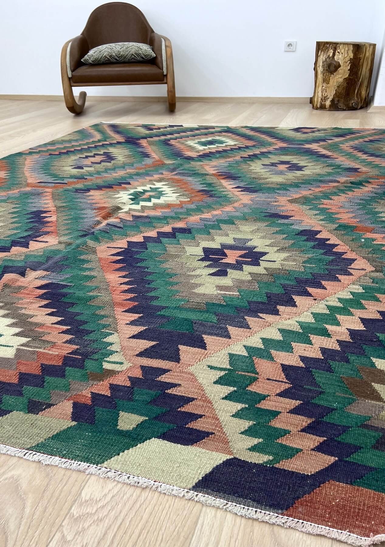 Bailee - Multi Color Turkish Kilim Rug - kudenrugs