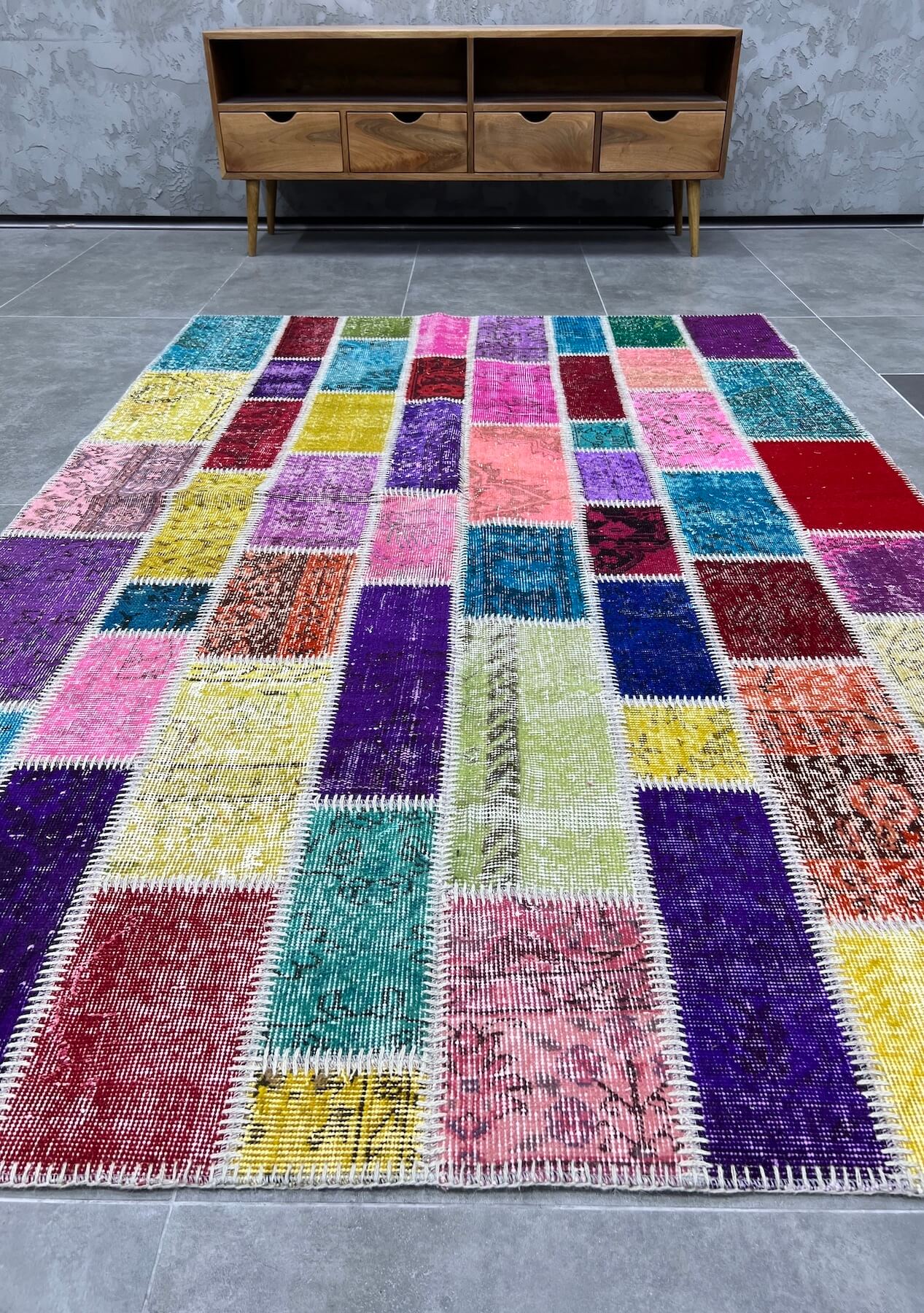 Bailey - Vintage Multi Color Patchwork Rug - kudenrugs