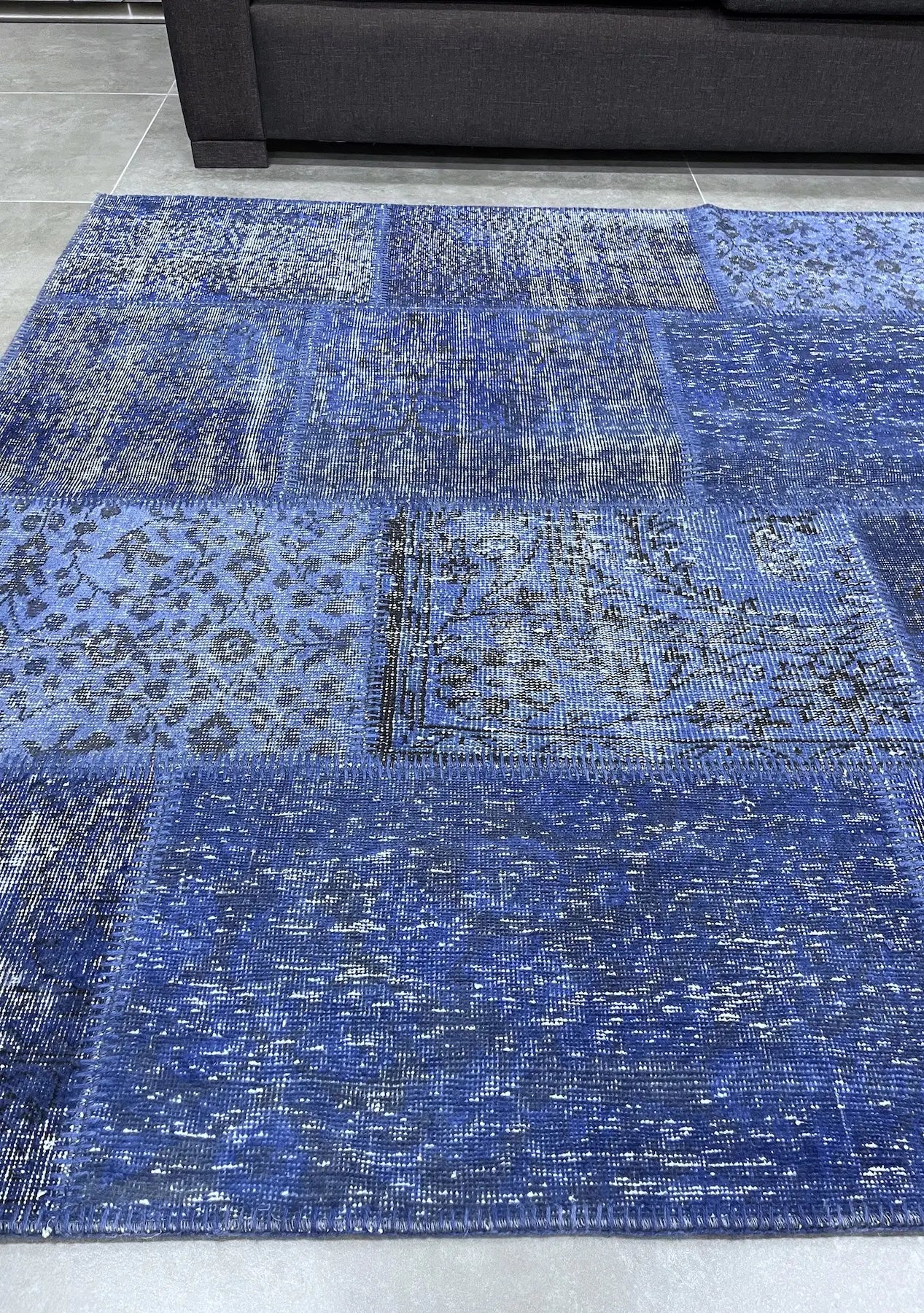 Baraball - Vintage Blue Patchwork Rug - kudenrugs