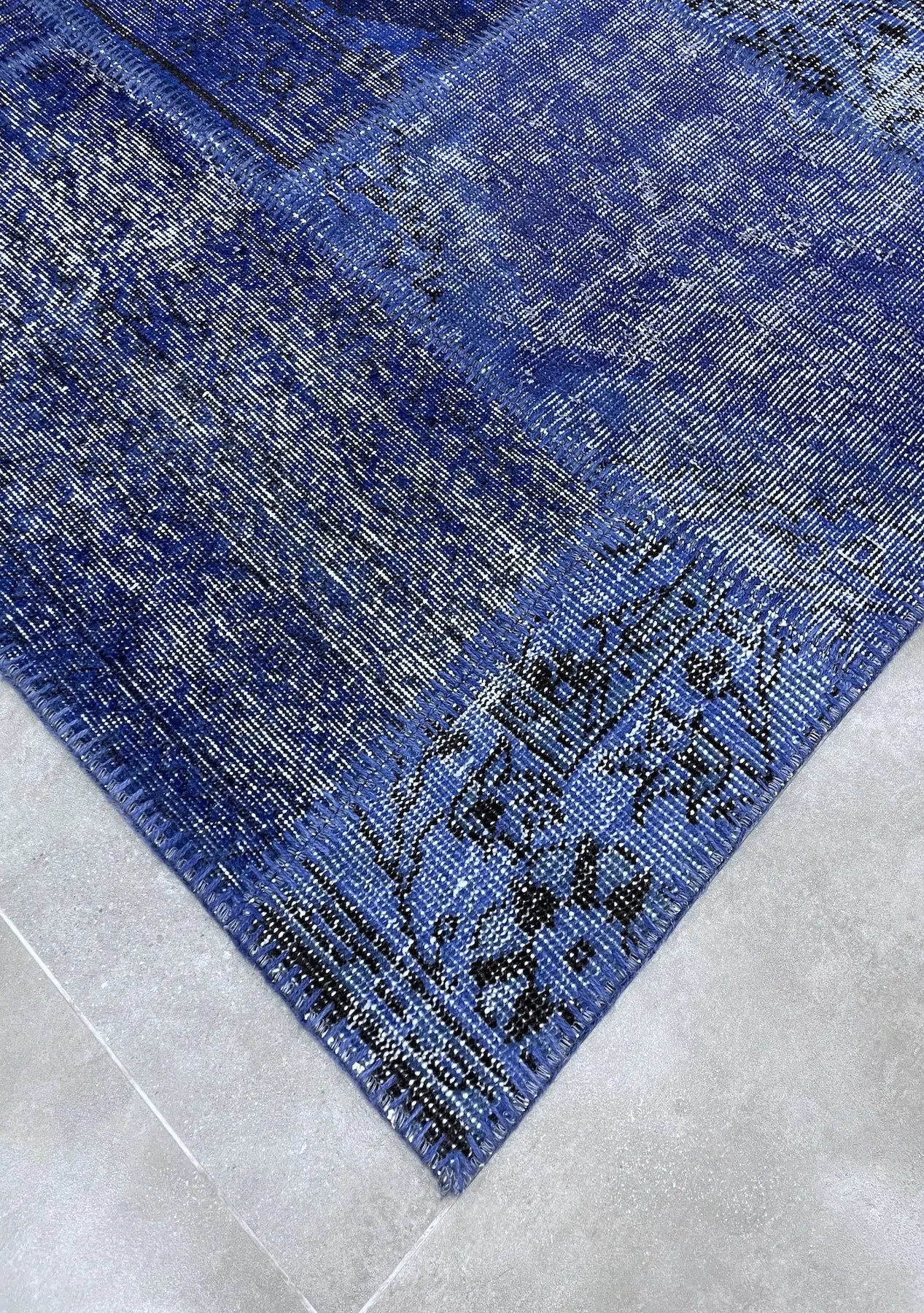 Baraball - Vintage Blue Patchwork Rug - kudenrugs