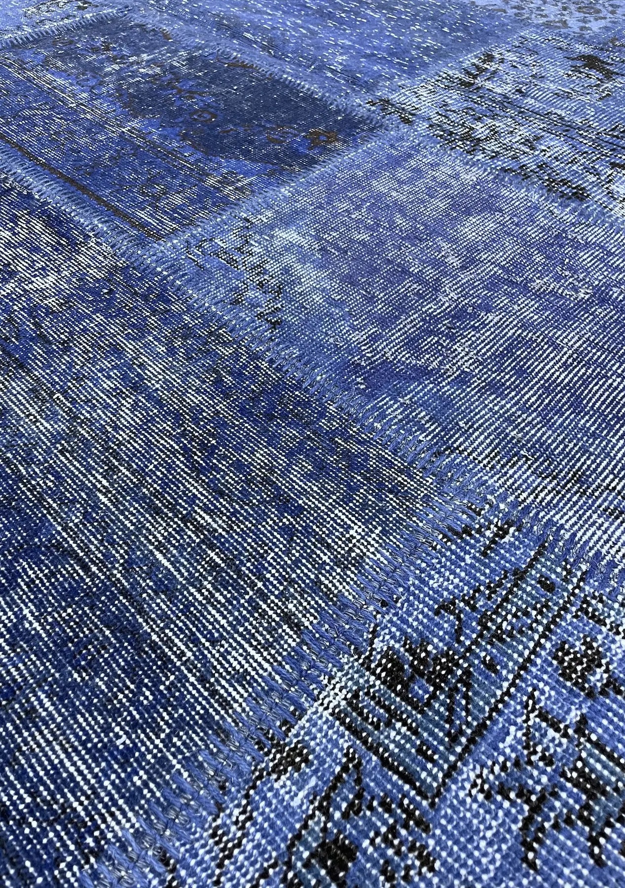 Baraball - Vintage Blue Patchwork Rug - kudenrugs